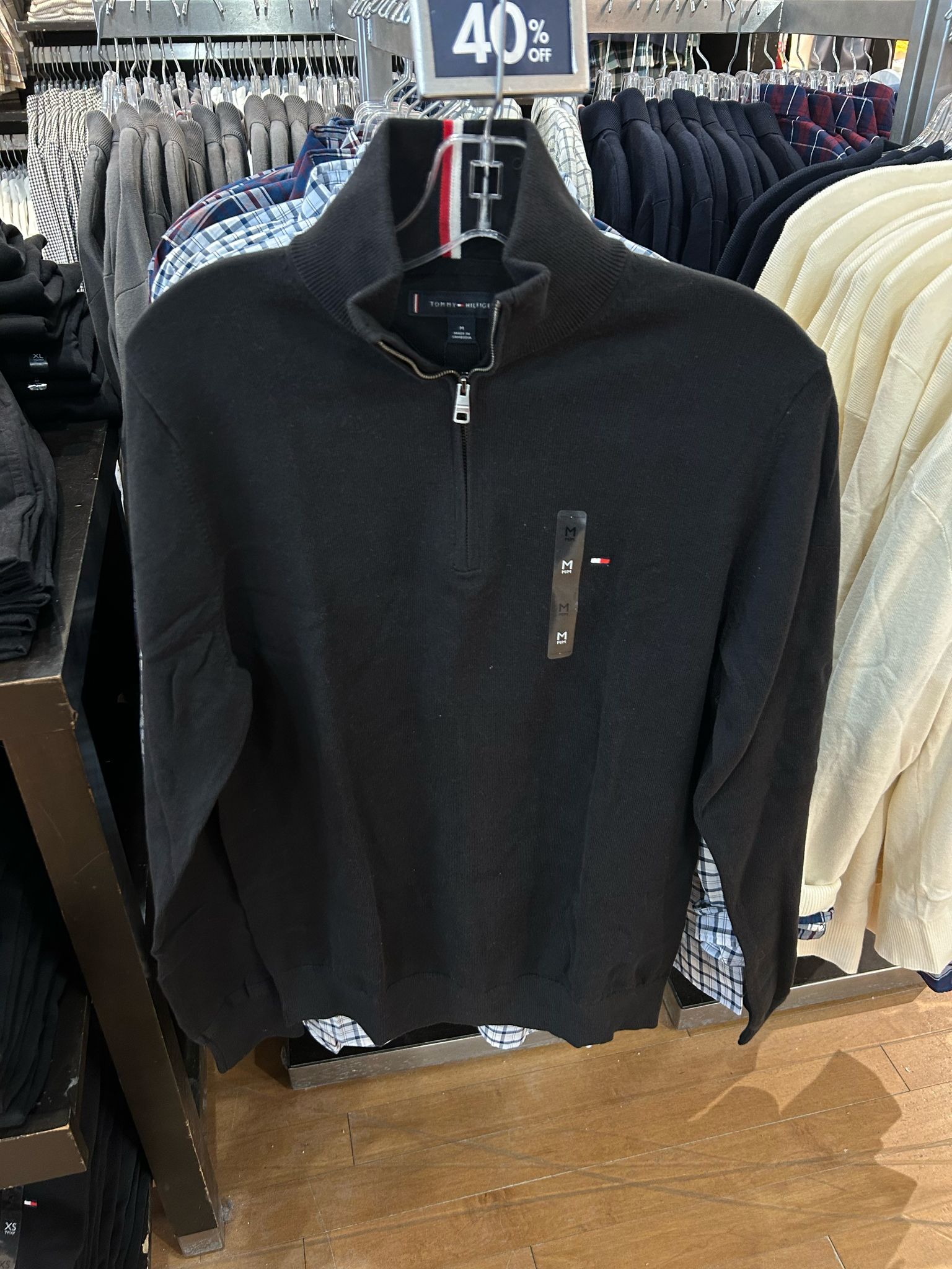 Men Tommy Half-Zip Mock Turtleneck Jumper/ BLACK
