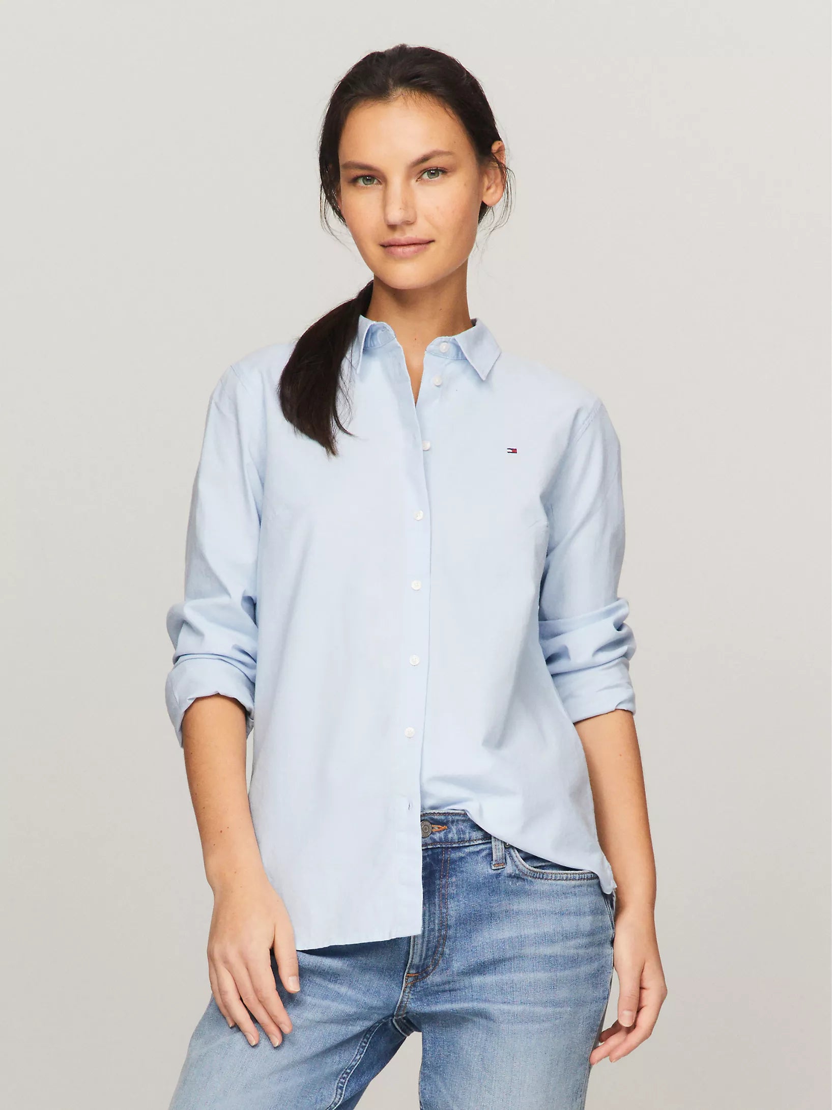 WOMENS' Tommy Regular Fit Stretch Oxford Shirt Light Blue