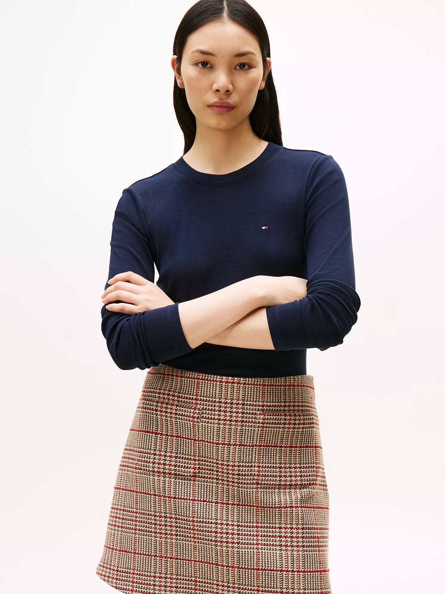 Tommy Hilfiger Women's Long-Sleeve Crewneck Favorite T-Shirt-Navy Blue