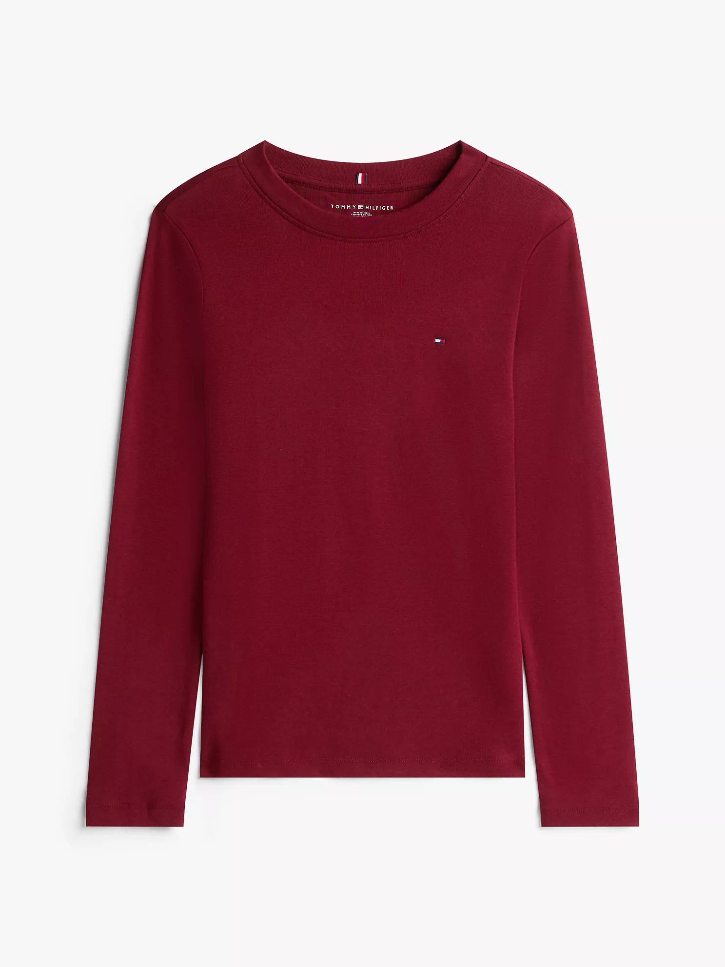 Tommy Hilfiger Women's Long-Sleeve Crewneck Favorite T-Shirt-Burgundy
