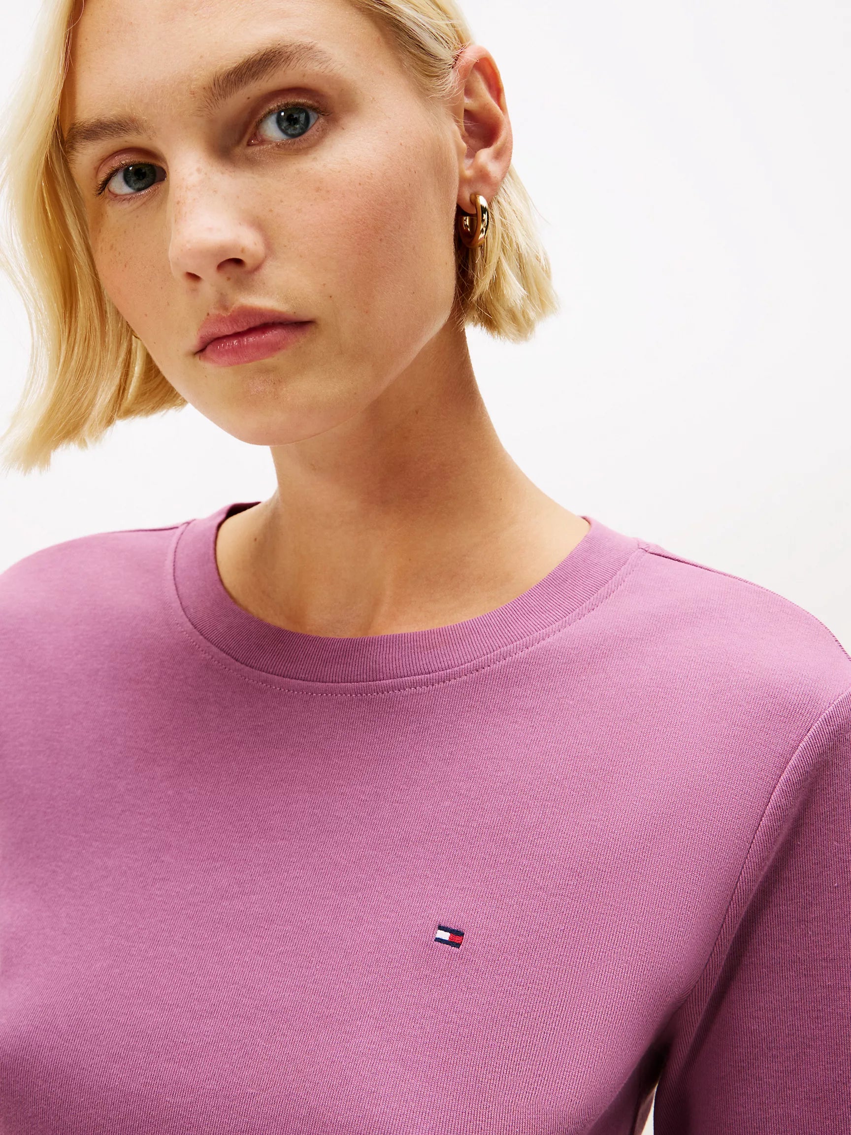 Tommy Womens' Long-Sleeve Crewneck Favorite T-Shirt/ Misty Plum