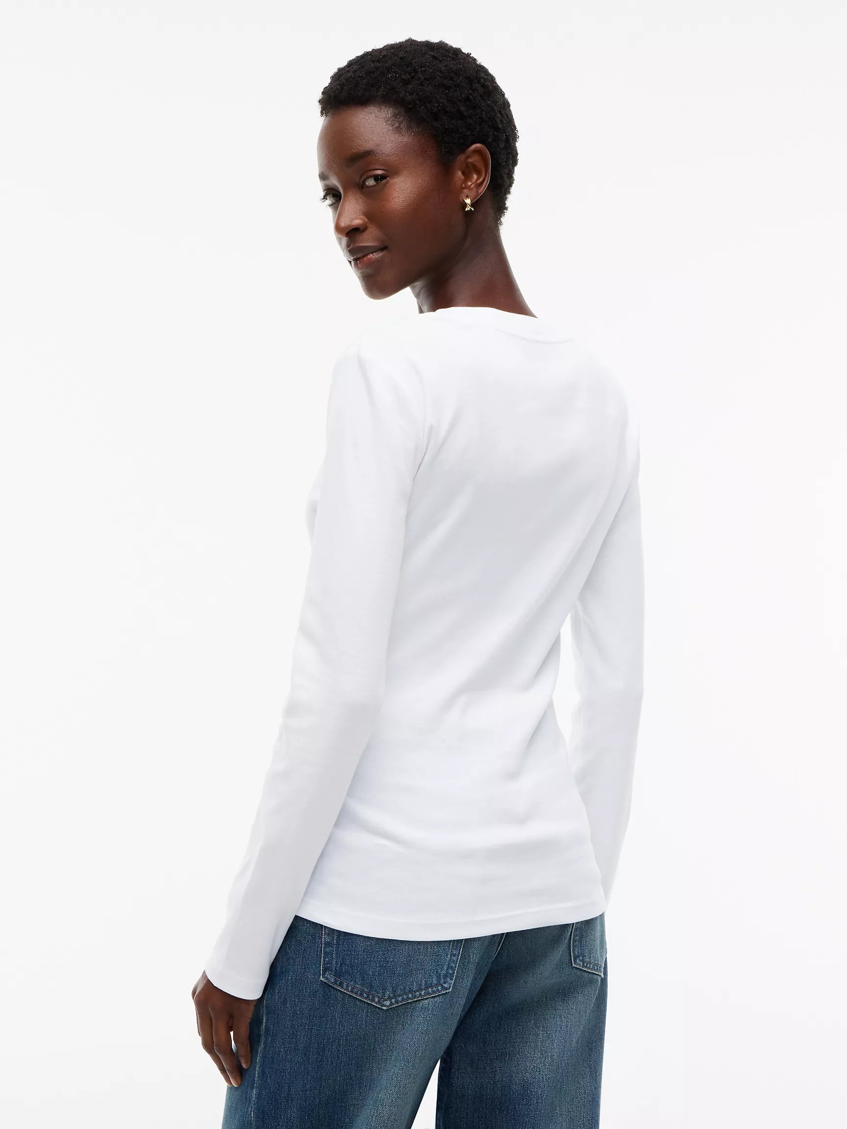 Tommy Hilfiger Women's Long-Sleeve Crewneck Favorite T-Shirt-White