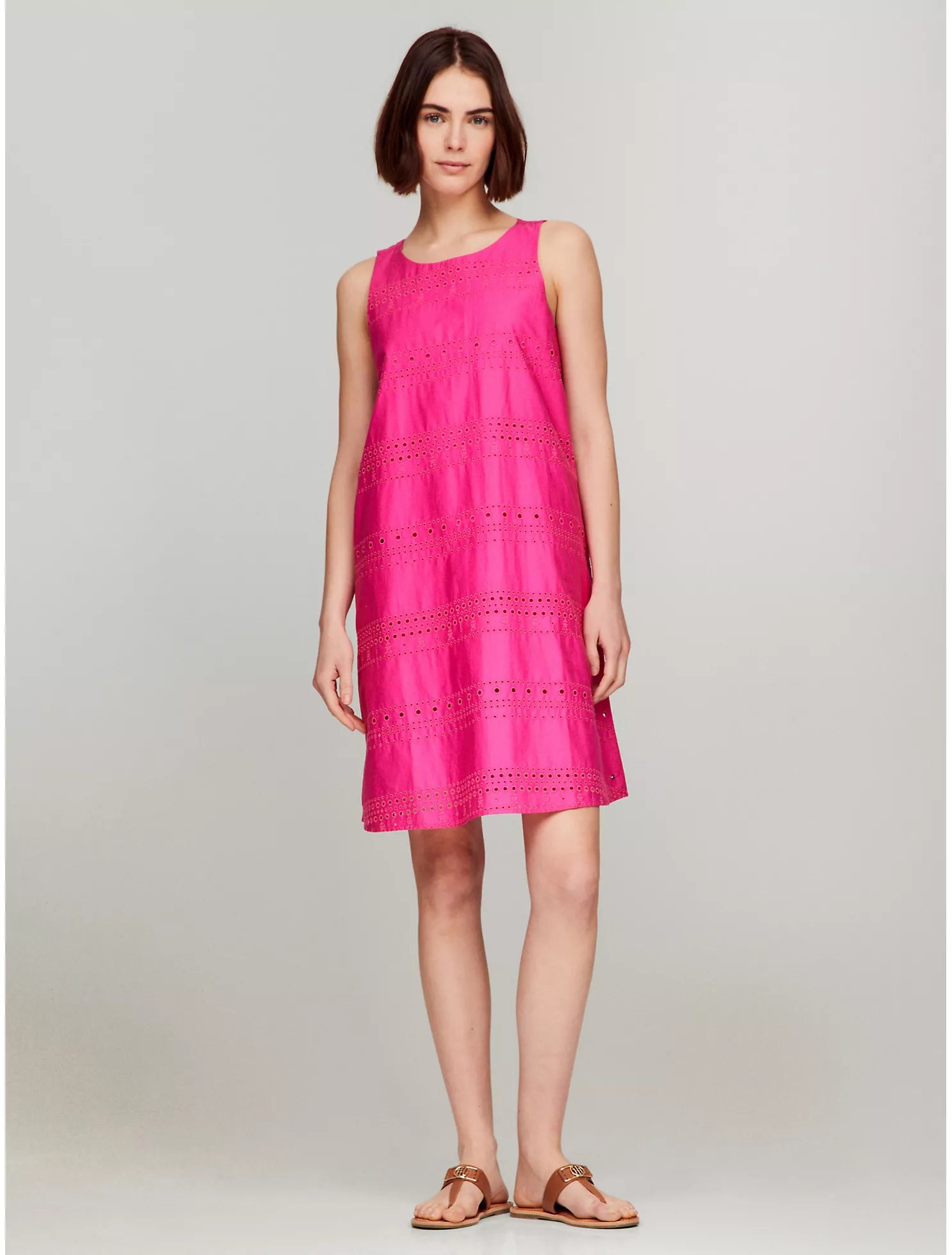 Tommy Hilfiger Sleeveless Embroidered Eyelet Dress