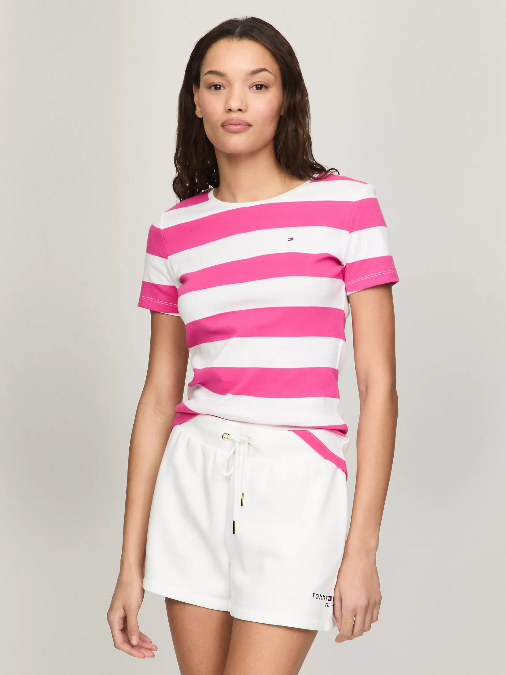 Tommy Hilfiger women's Rugby Stripe Favorite Crewneck T-Shirt