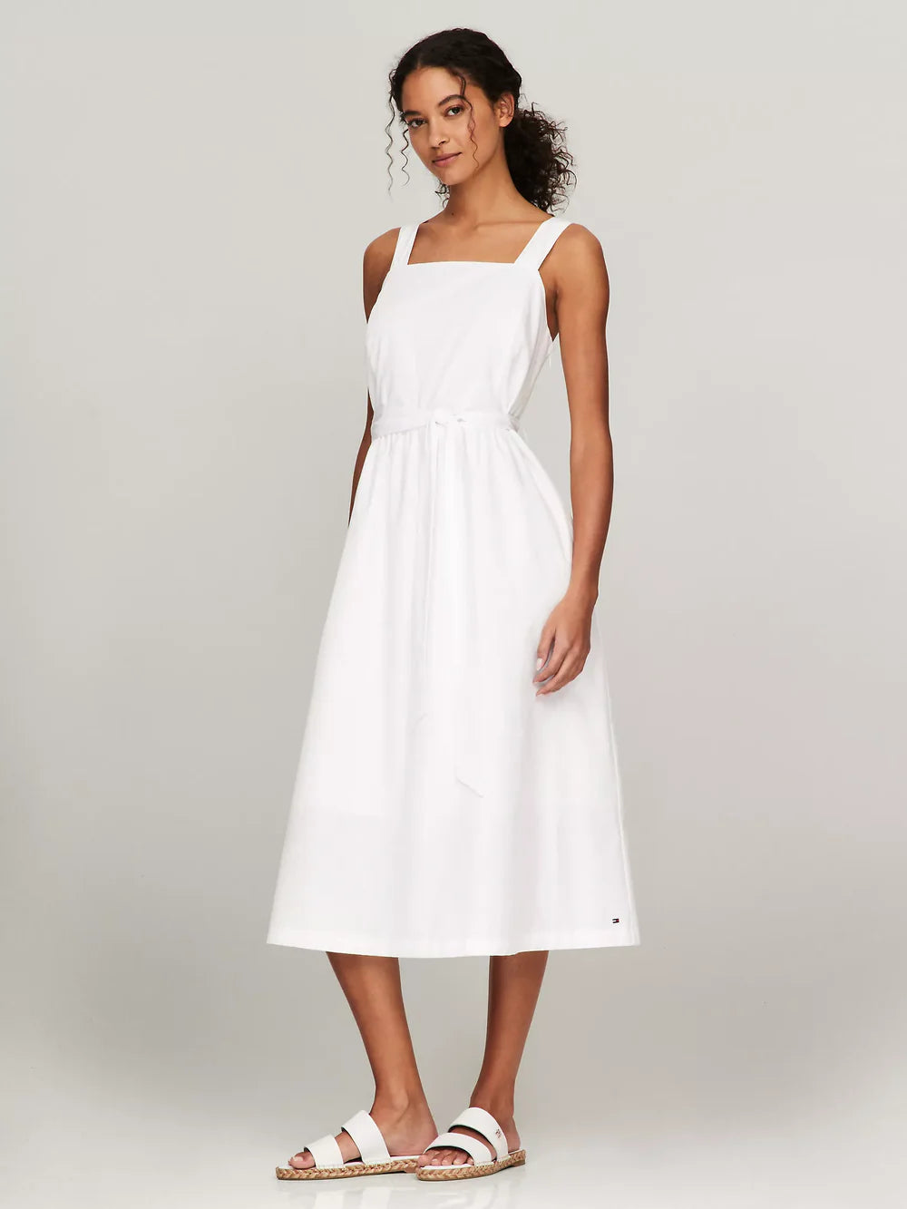 Tommy Hilfiger Sleeveless Belted Midi Dress - White