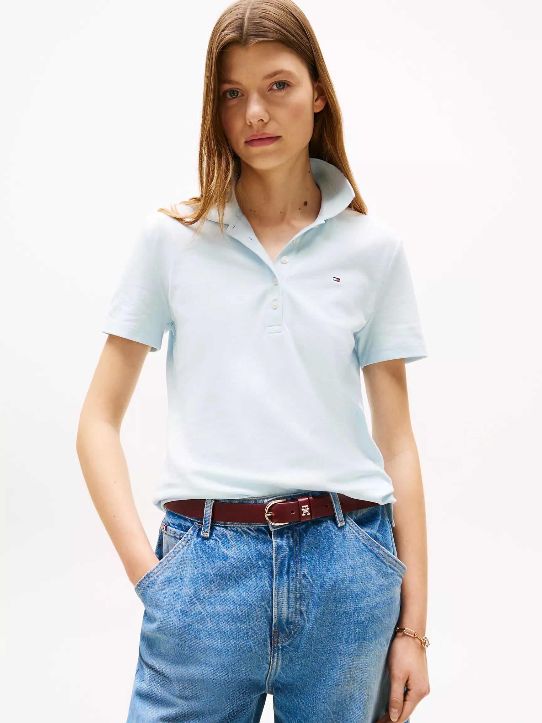 Tommy Womens' Stretch-Cotton Polo /Keepsake Blue