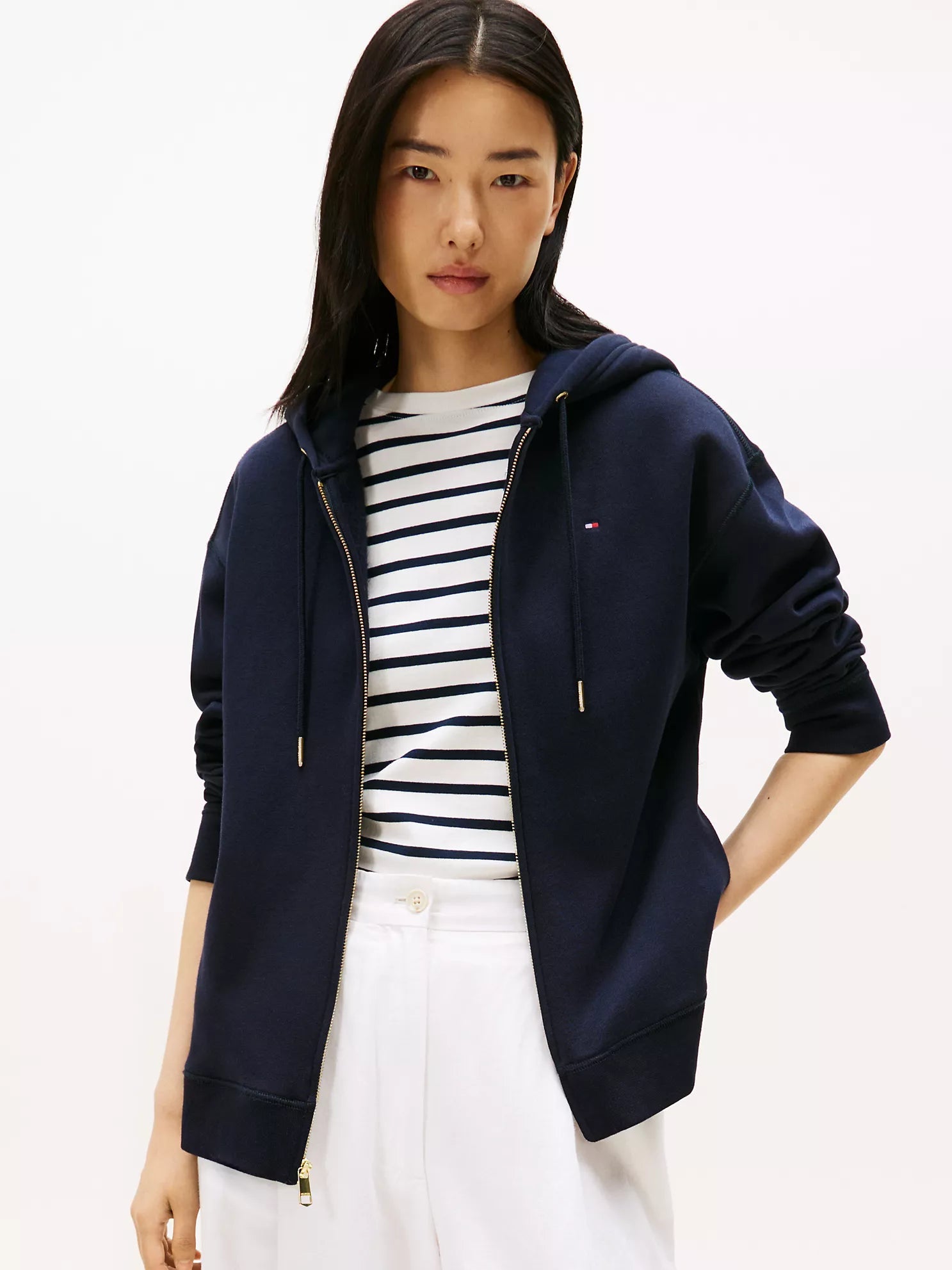Womens' Tommy Relaxed Fit Zip Hoodie NAVY