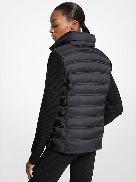 Michael Kors WOMENS' Quilted Nylon and Knit Jacket BLACK