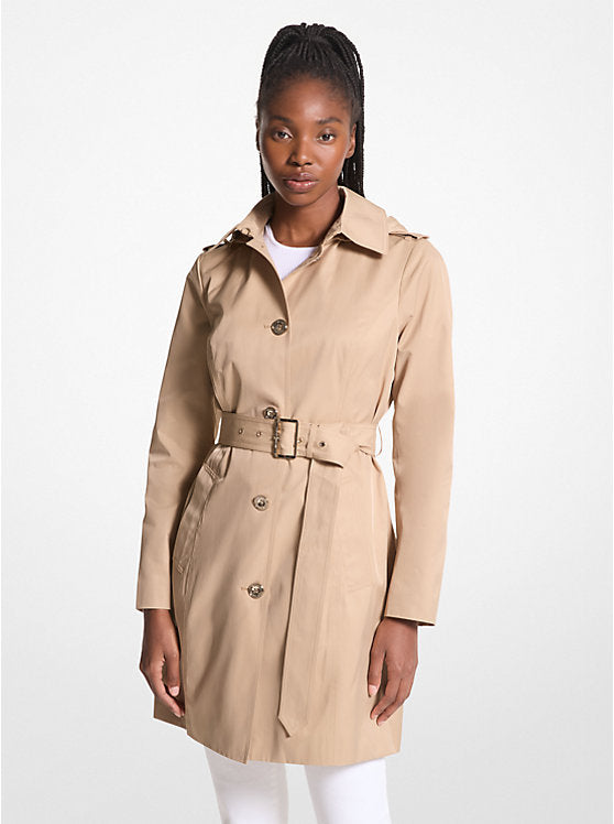 Womens' MK Cotton Blend Hooded Trench Coat