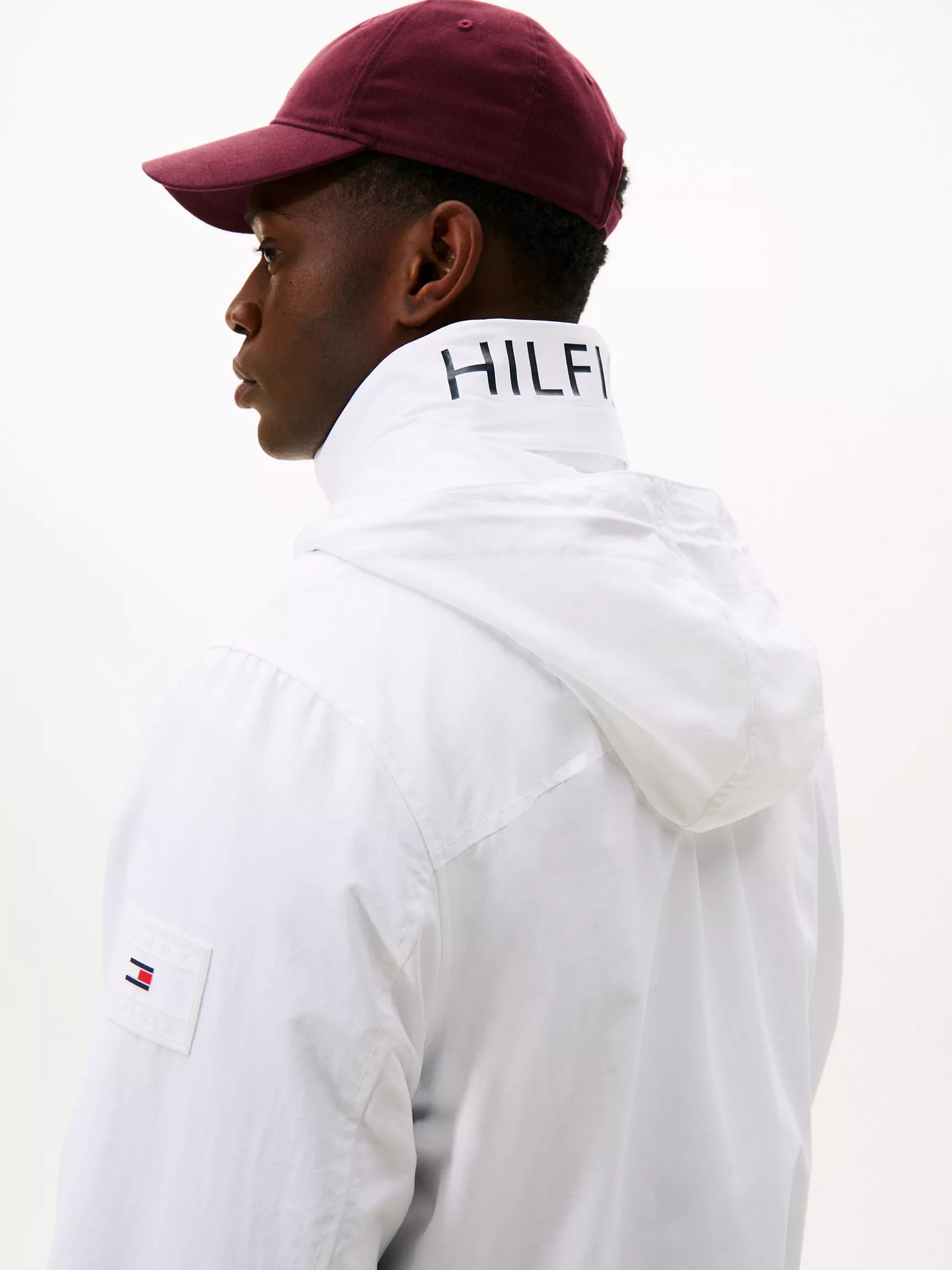 Tommy Mens' Water-Resistant Hooded Regatta Jacket Optic White