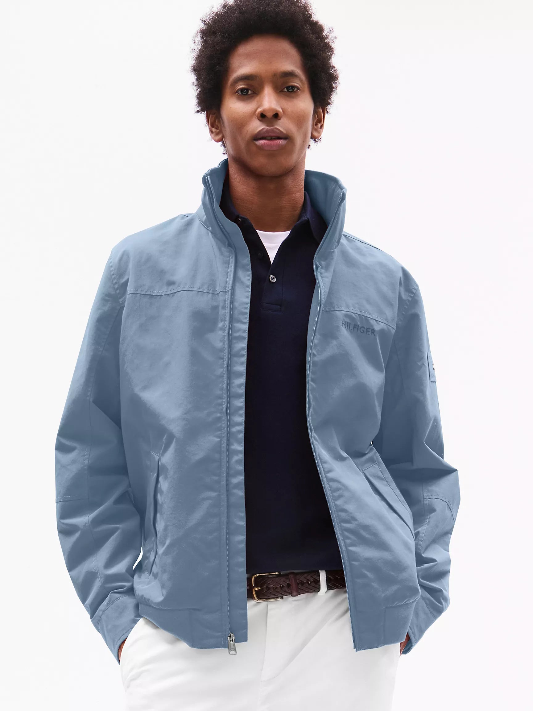 Mens' Tommy Hilfiger Water-Resistant Regatta Jacket Blue Coal