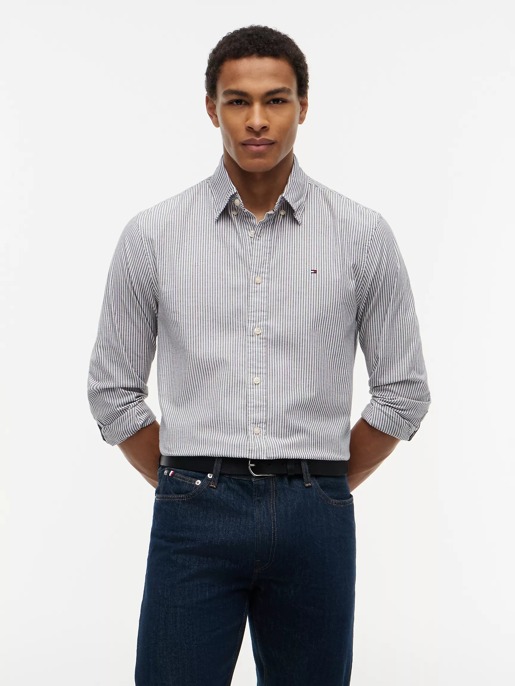 Regular Fit Stripe Stretch Oxford Shirt