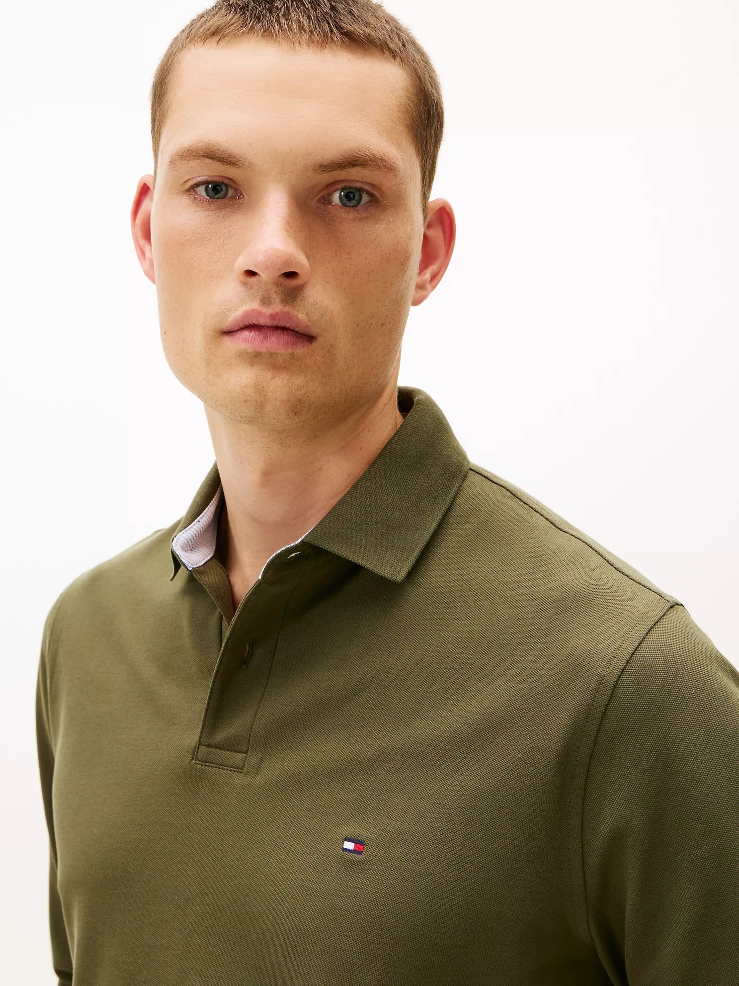 Tommy Mens' Regular Fit 1985 Long-Sleeve Polo Army Green