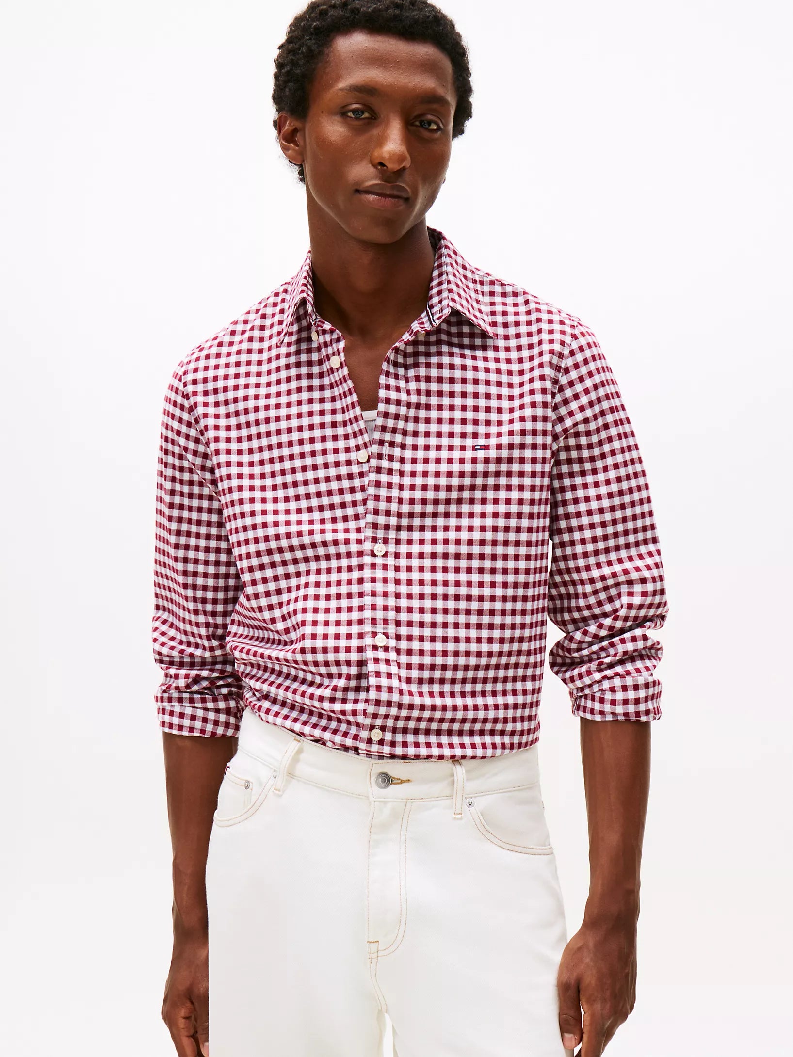 Slim Fit Stretch Gingham Oxford Shirt