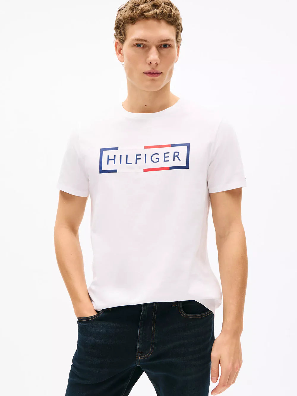 TOMMY MEN Signature Box Logo T-Shirt / WHITE