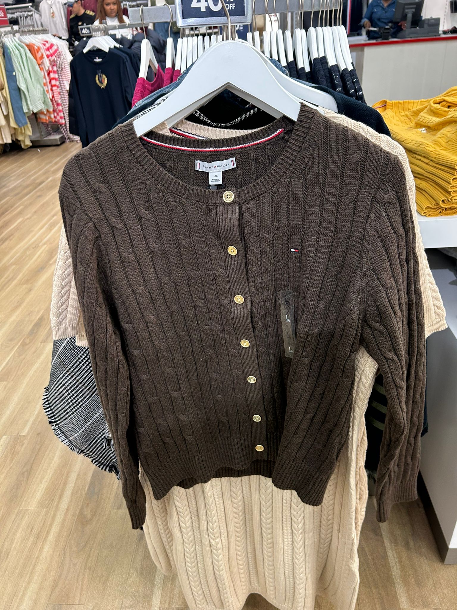 Womens' Tommy Cable Knit Cardigan Black