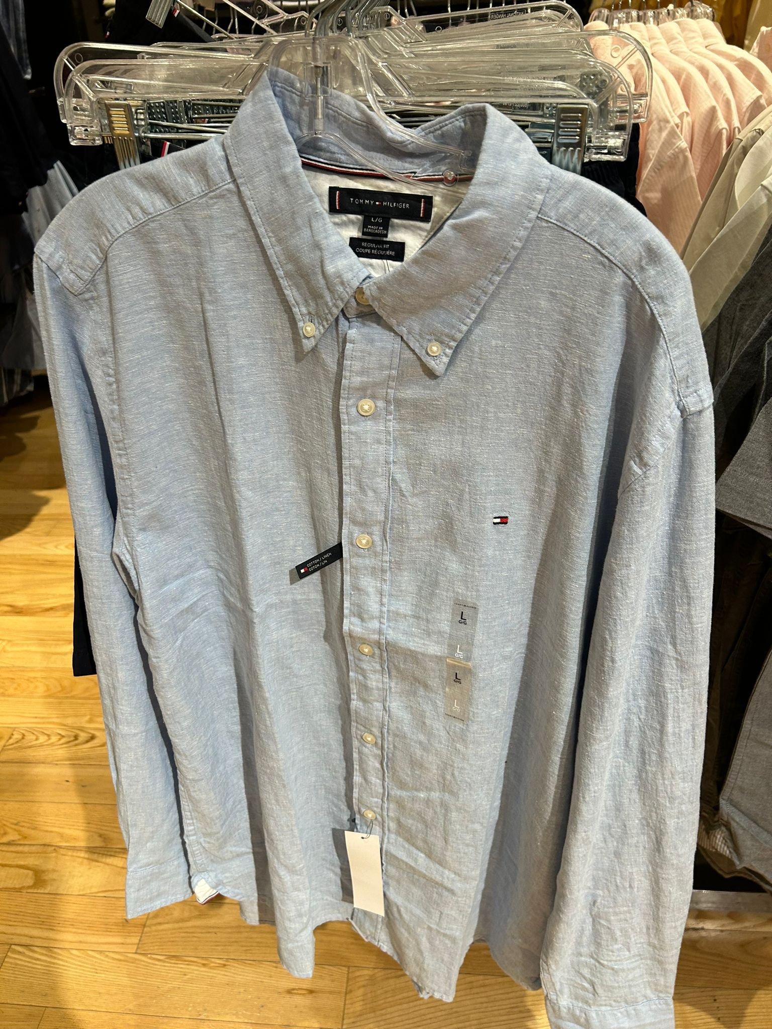 TOMMY MEN Regular Fit Stretch Oxford Shirt/ Faded Chambray Blue