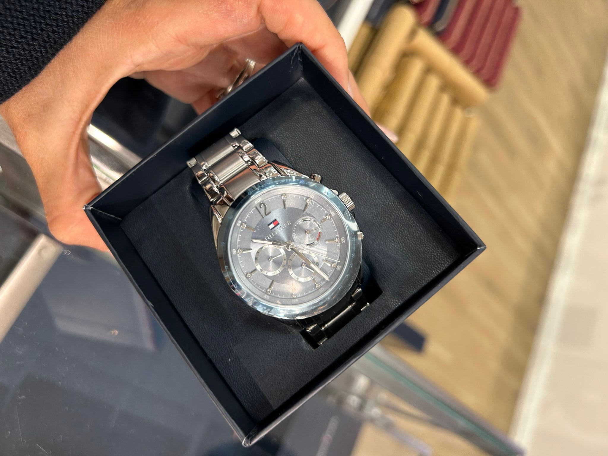 Mens' Tommy Multifunction Dial Stainless Steel Watch