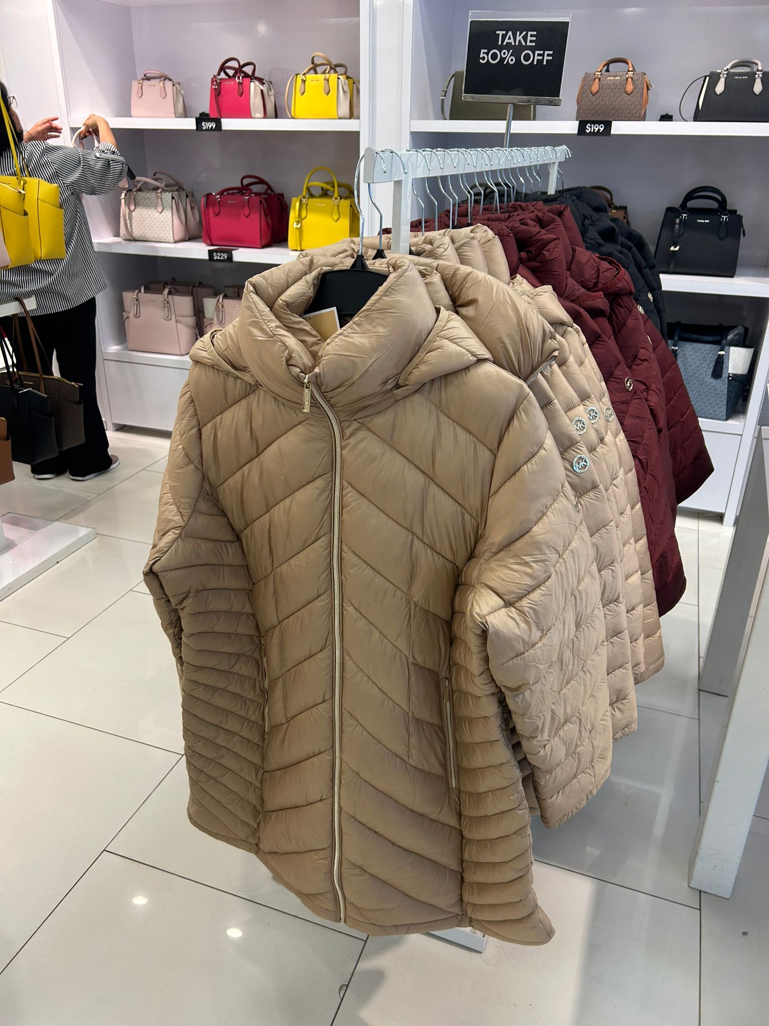 Michael Kors WOMENS' Packable Quilted Nylon Puffer Coat KHAKI