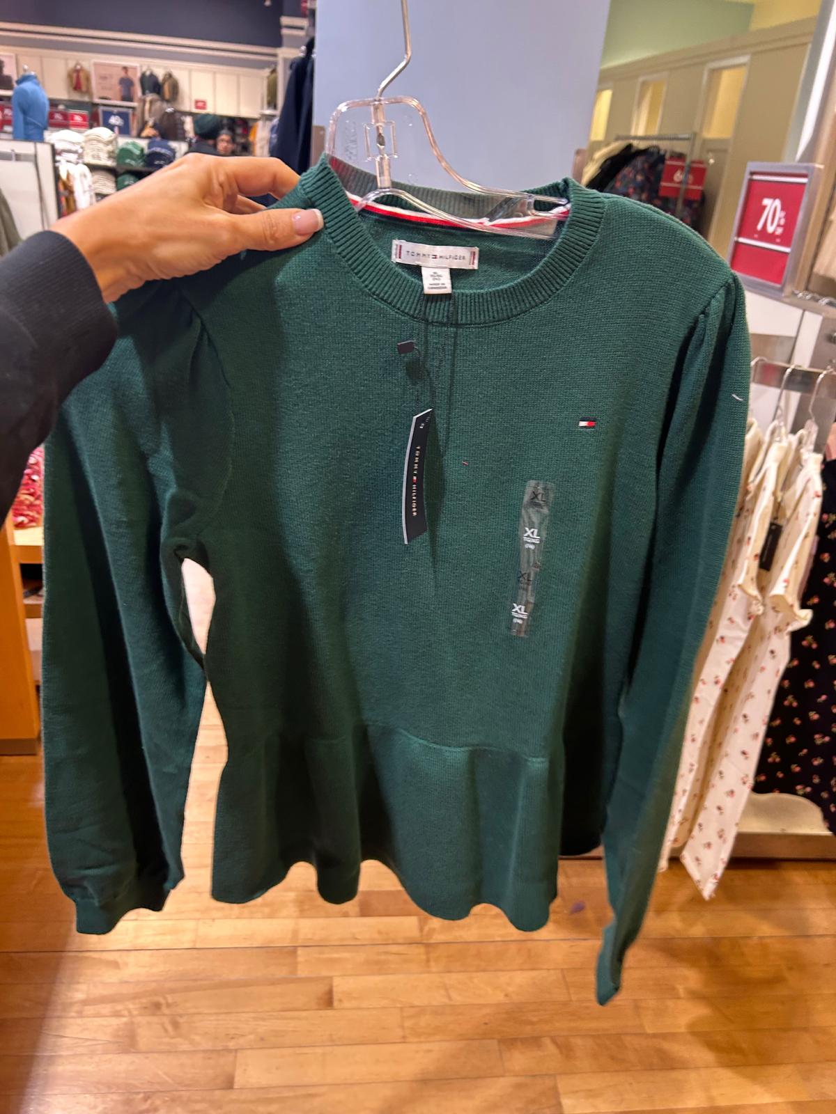 TOMMY Girls Peplum Sweater Ornamental Green