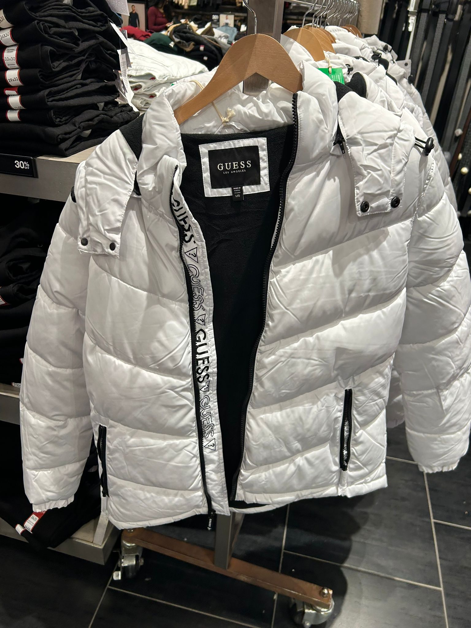 GUESS Mens' Eco Chano Puffer Jacket White
