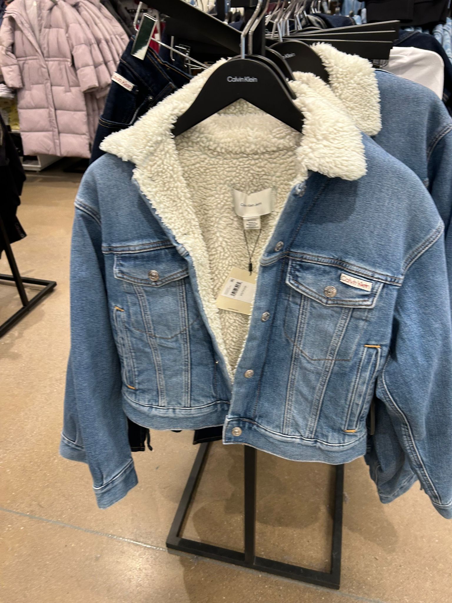 Calvin Klein WOMENS' Denim Sherpa Trucker Jacket