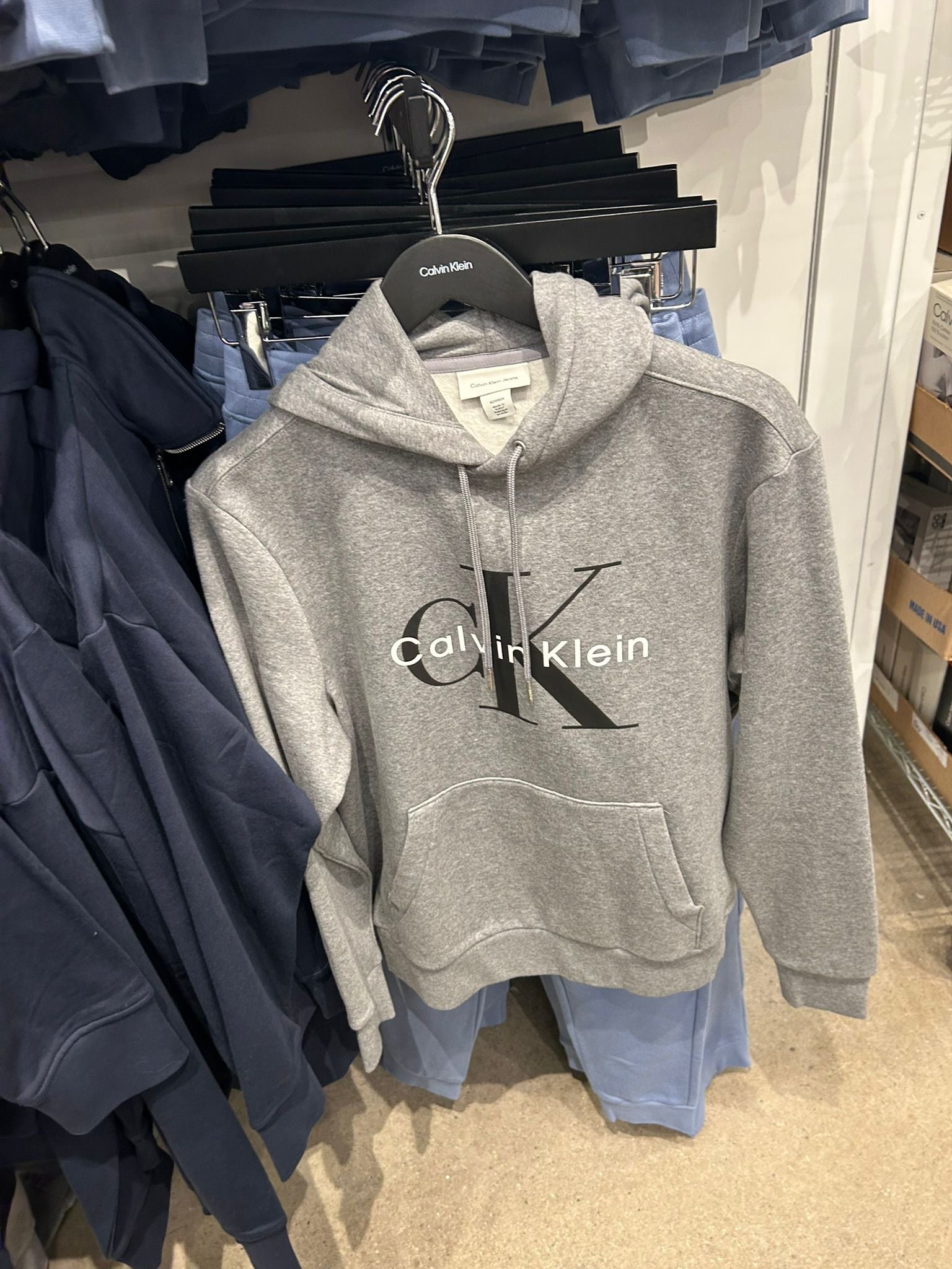 CALVIN KLEIN Mens' Monologo Fleece Hoodie Grey Heather