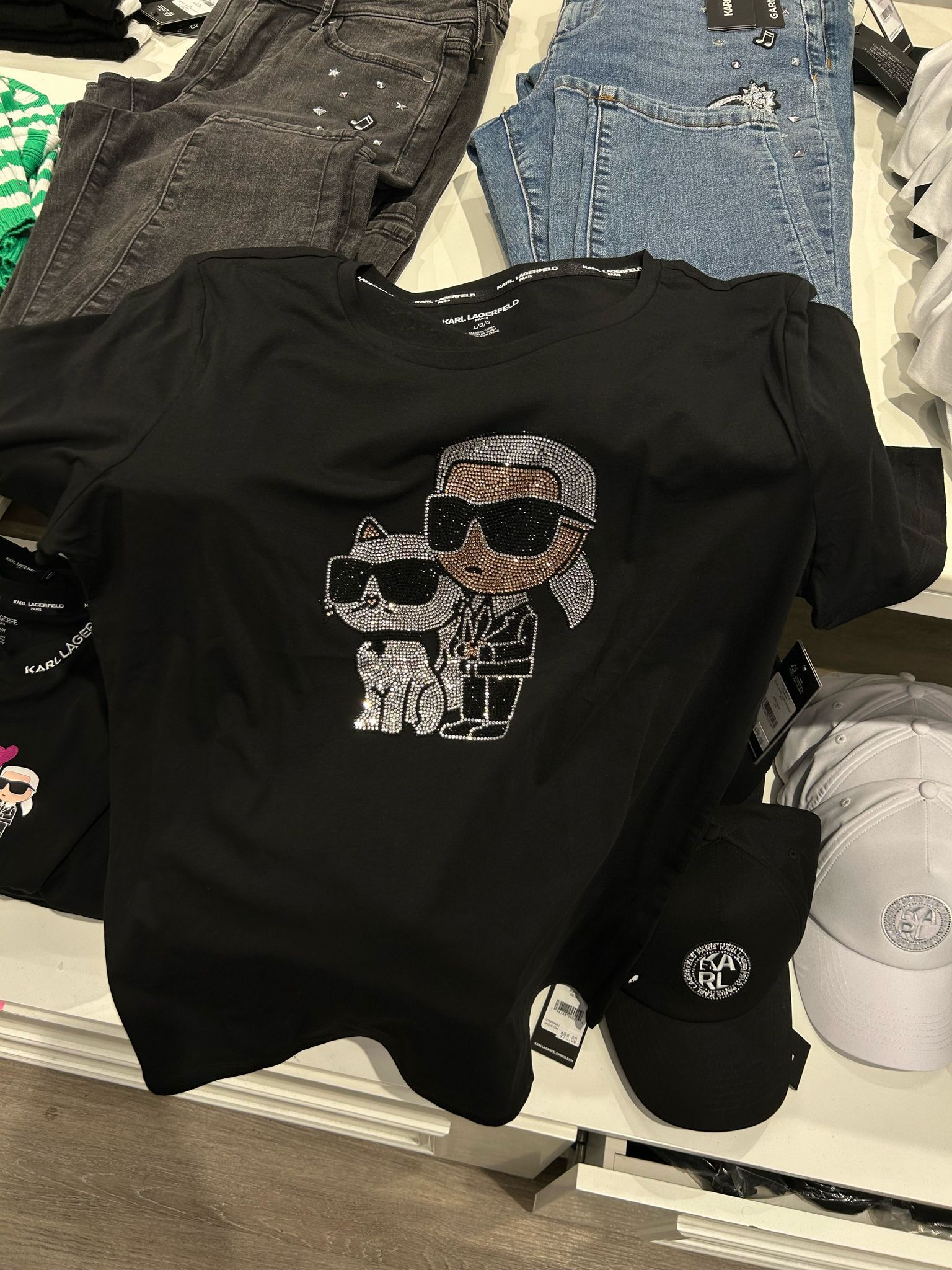 Women IKON KARL & CHOUPETTE RHINESTONE T-SHIRT