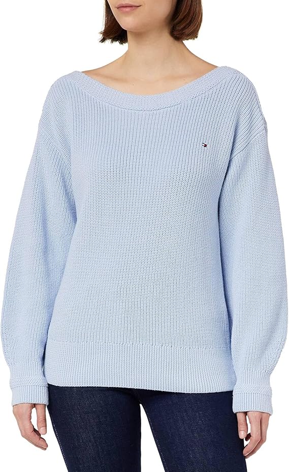 Womens' Tommy Hilfiger Boat Nk Pull en coton côtelé Pull-over Femme