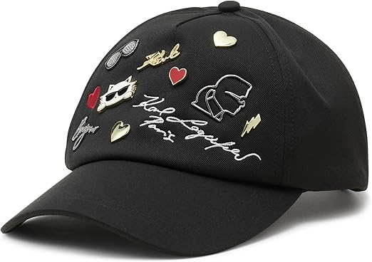 KARL LAGERFELD WOMEN'S PIN BASEBALL CAP-Black