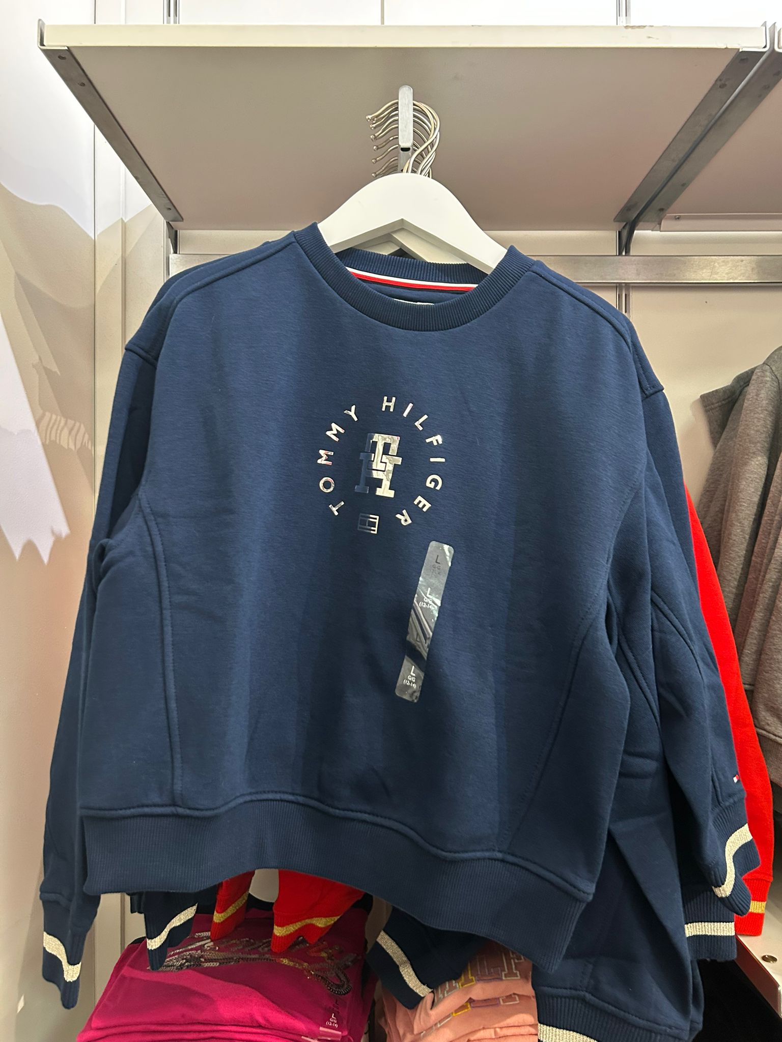 TOMMY Girls Kids' Foil Circle Logo Sweatshirt Carbon Navy