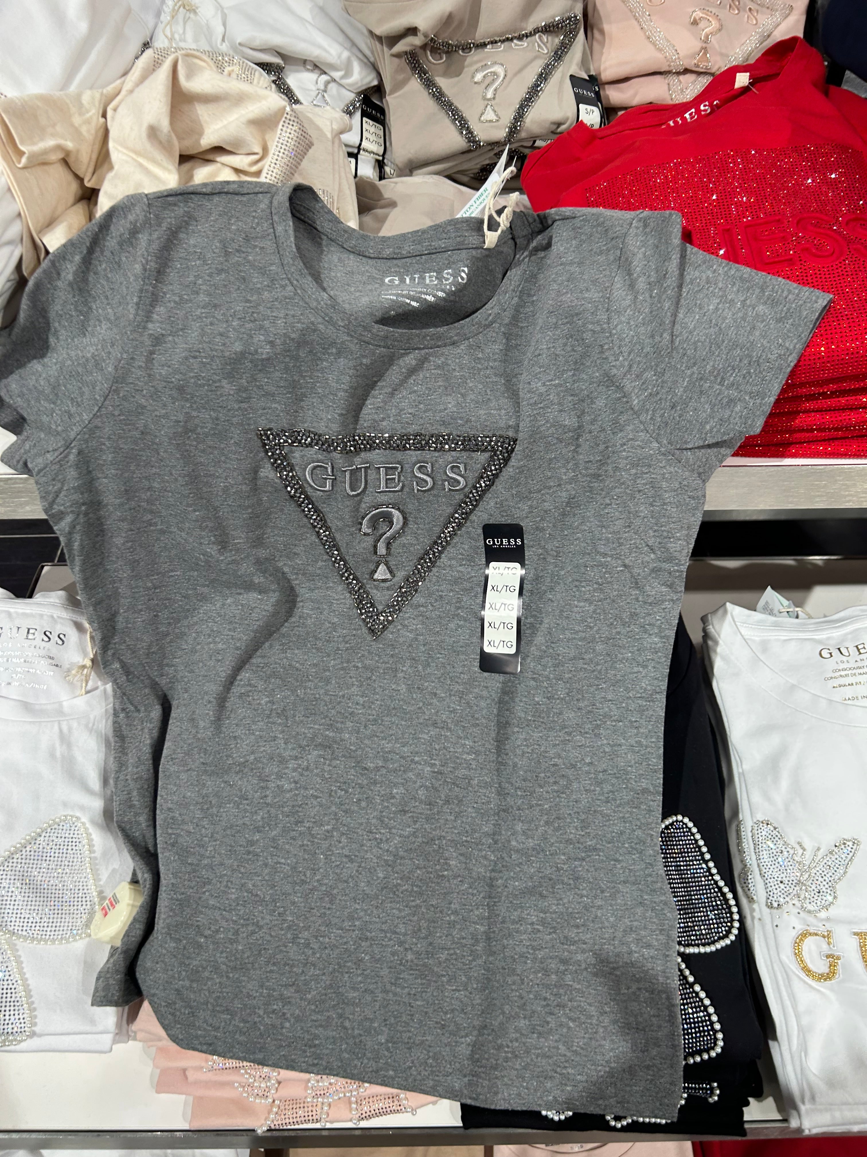 Guess Womens' Carlee Triangle Tee - Grey