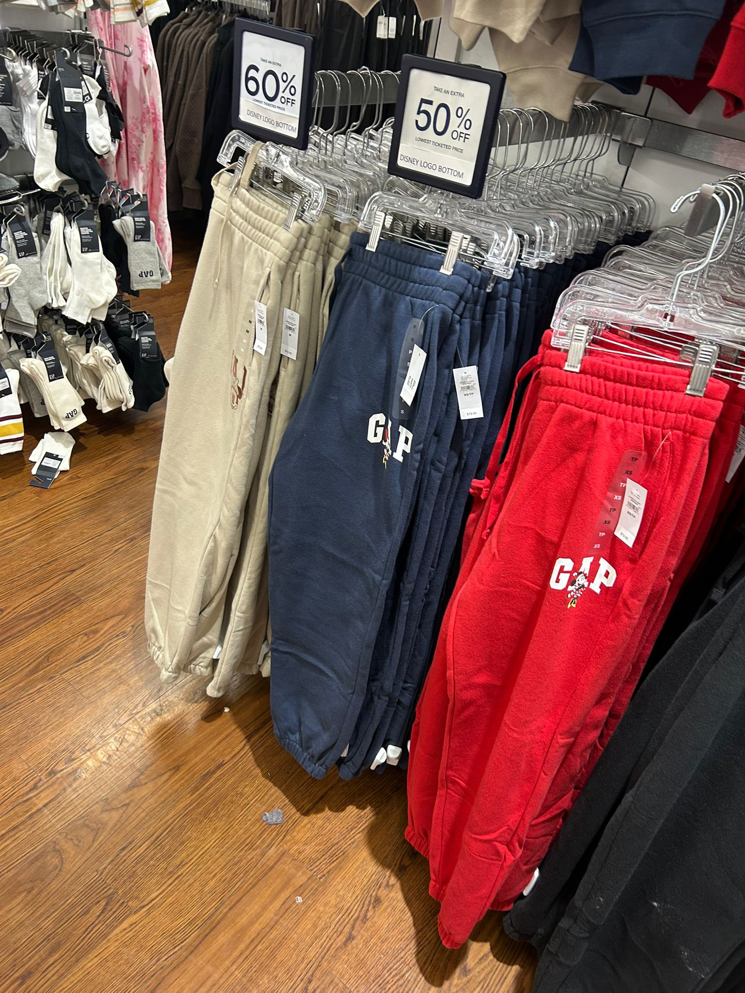 Womens' Gap × Disney Minnie Mouse Logo Joggers Disney Family Bedrock Beige