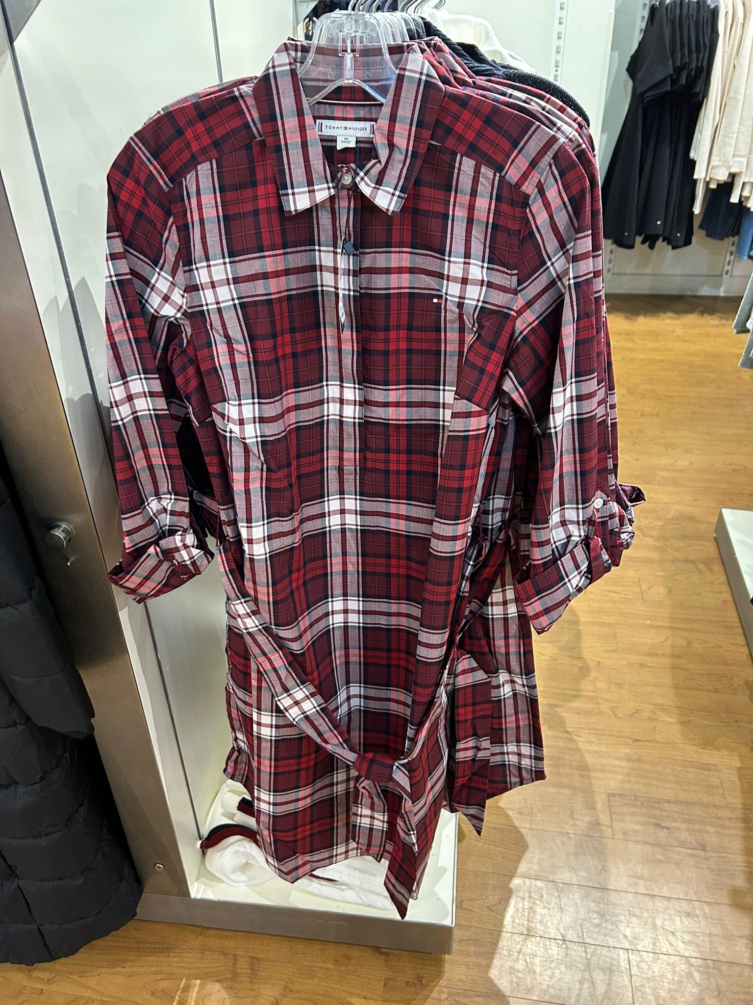 Women Tommy Plaid Print Poplin Pullover Shirtdress