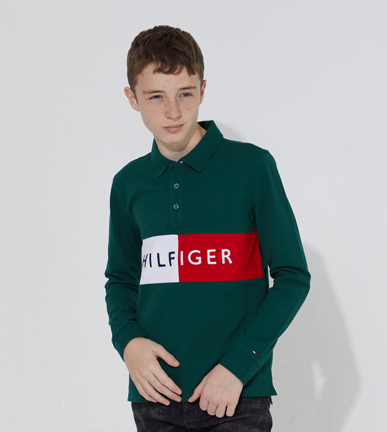 BOYS' Tommy Hilfiger Logo Long Sleeve Polo