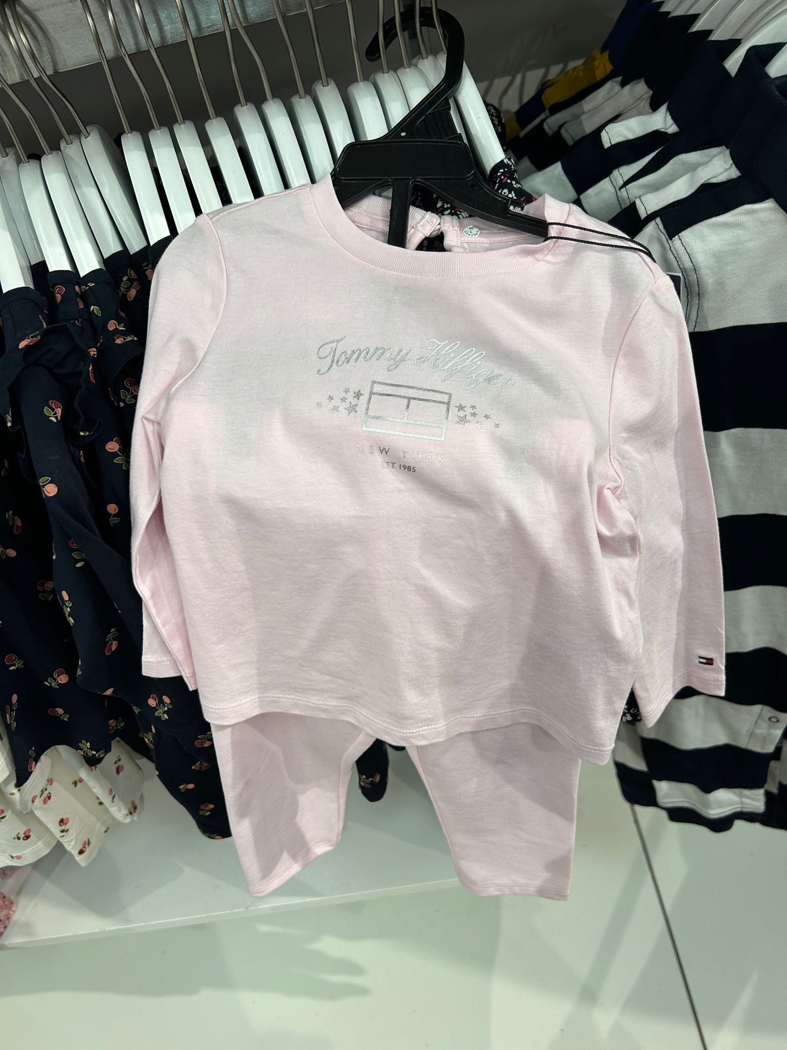 Baby Girls' Tommy Logo Shirt and Pant Set Light Pink