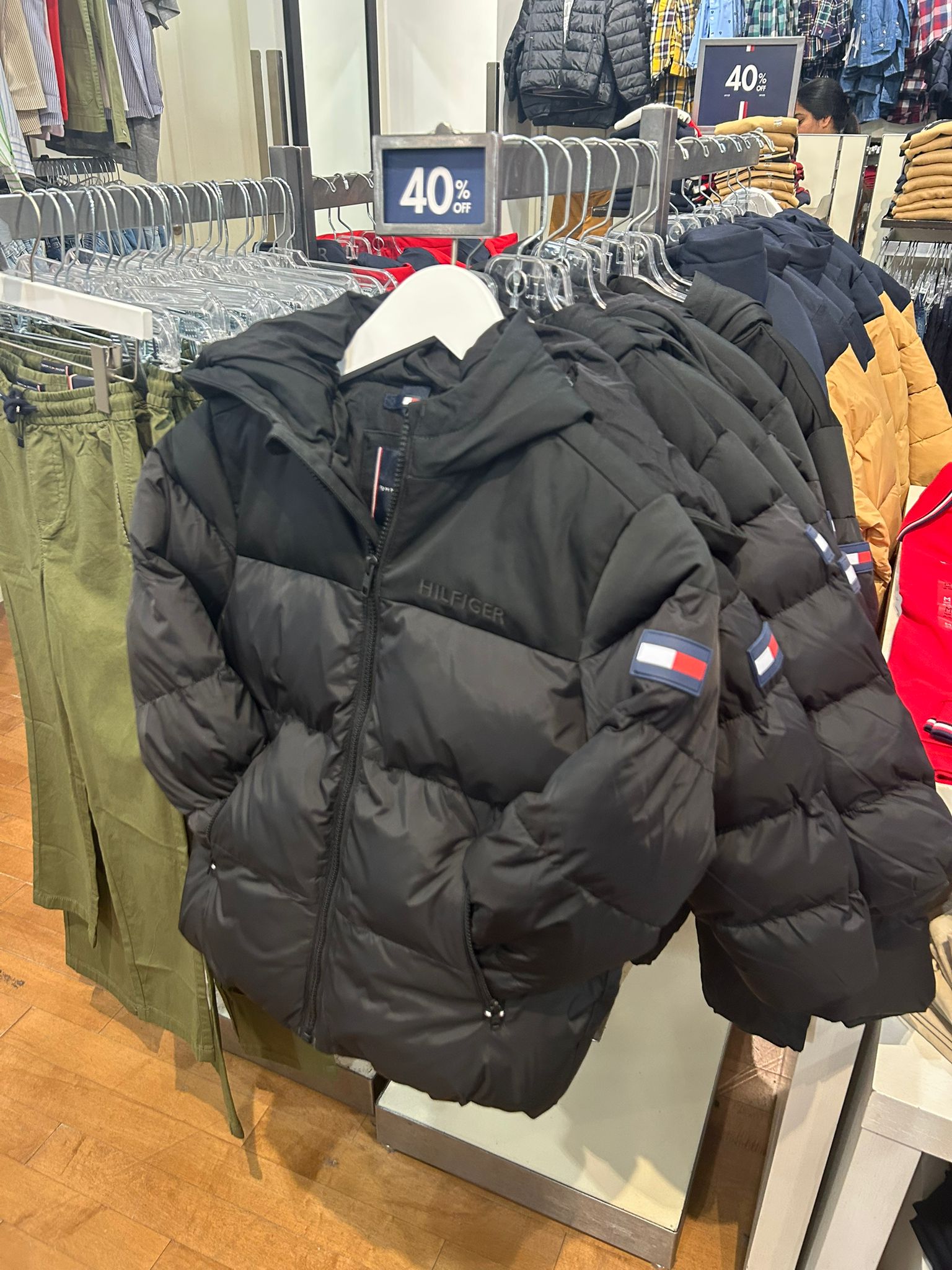 TOMMY Boys' Hooded Colorblock Puffer Jacket Black