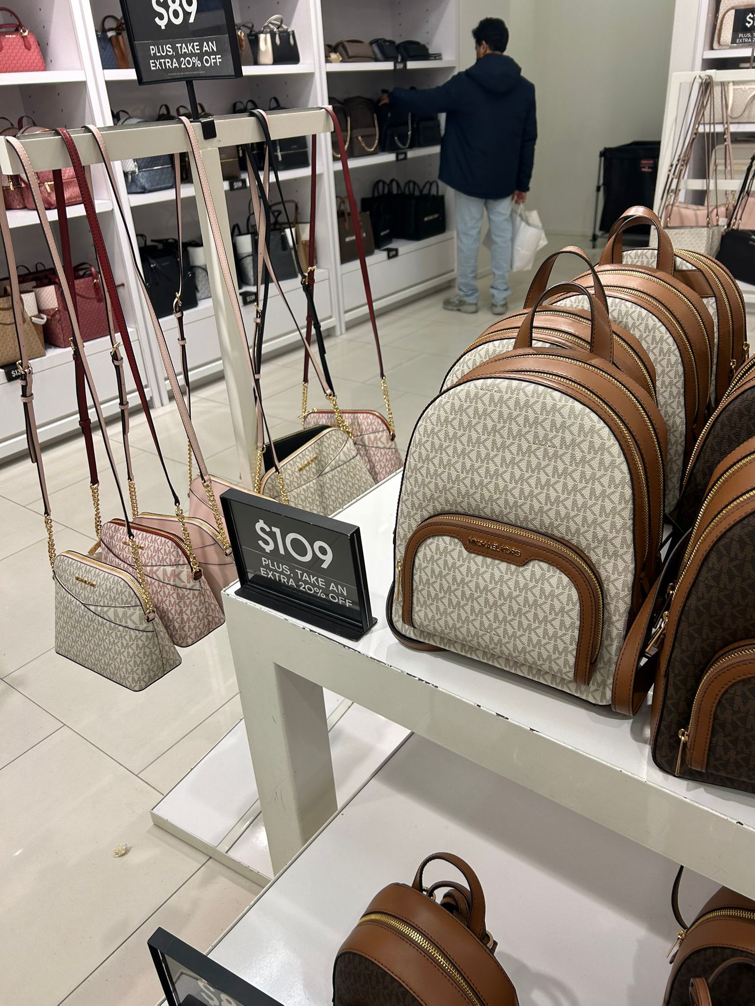 Women's Michael Kors Jaycee Medium Signature Logo Backpack VANILLA