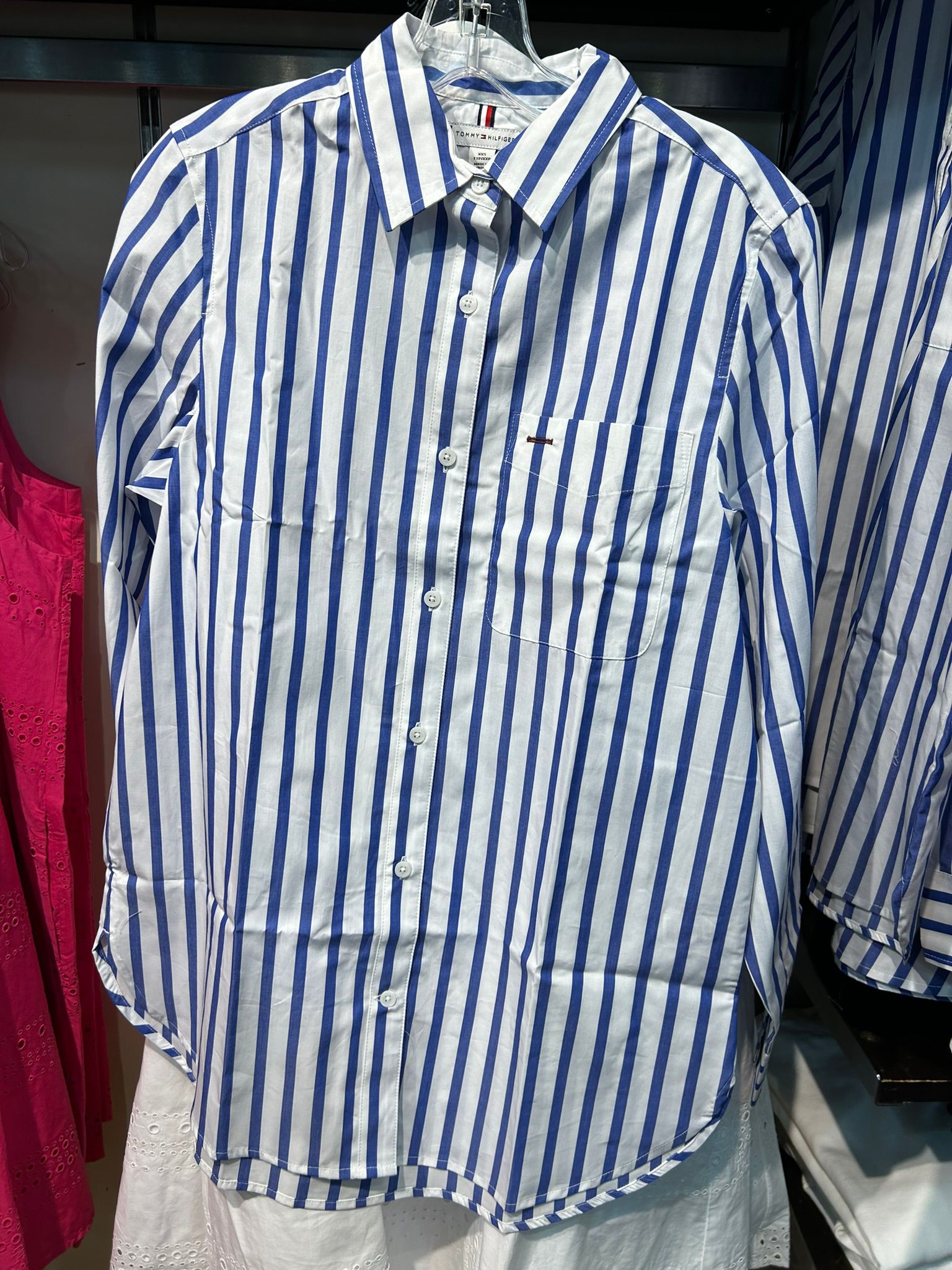 WOMENS' Tommy Hilfiger Oversized Stripe Poplin Shirt -Banker Stp Ultra Blue