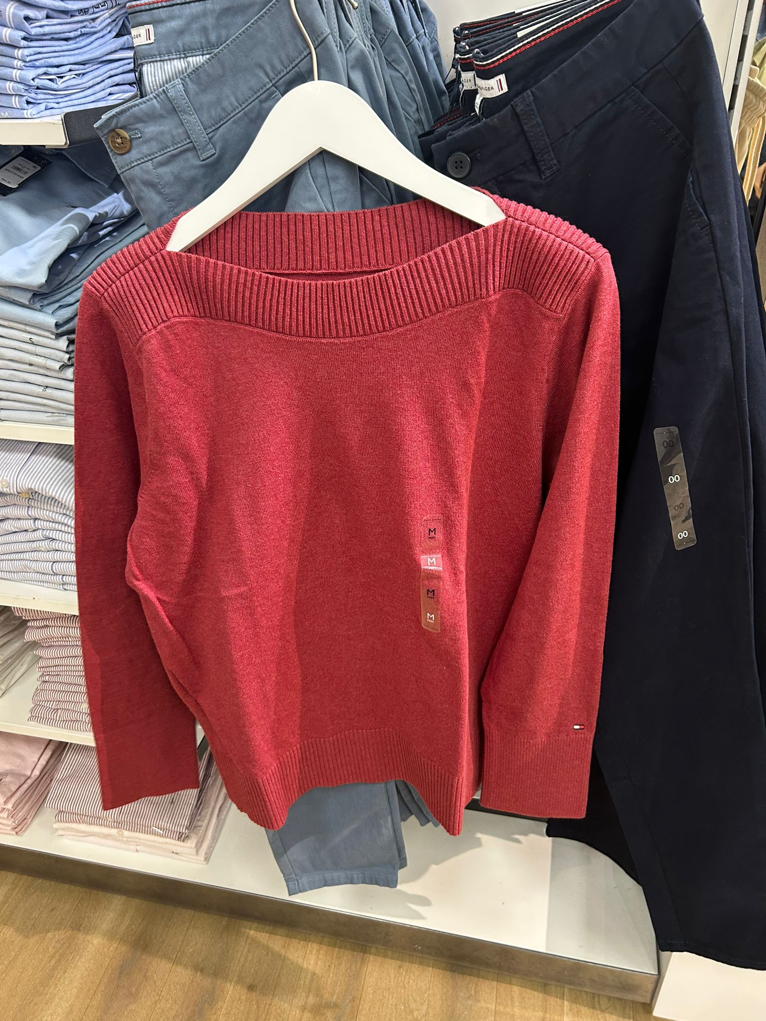Tommy Womens' Boatneck Sweater/ Red