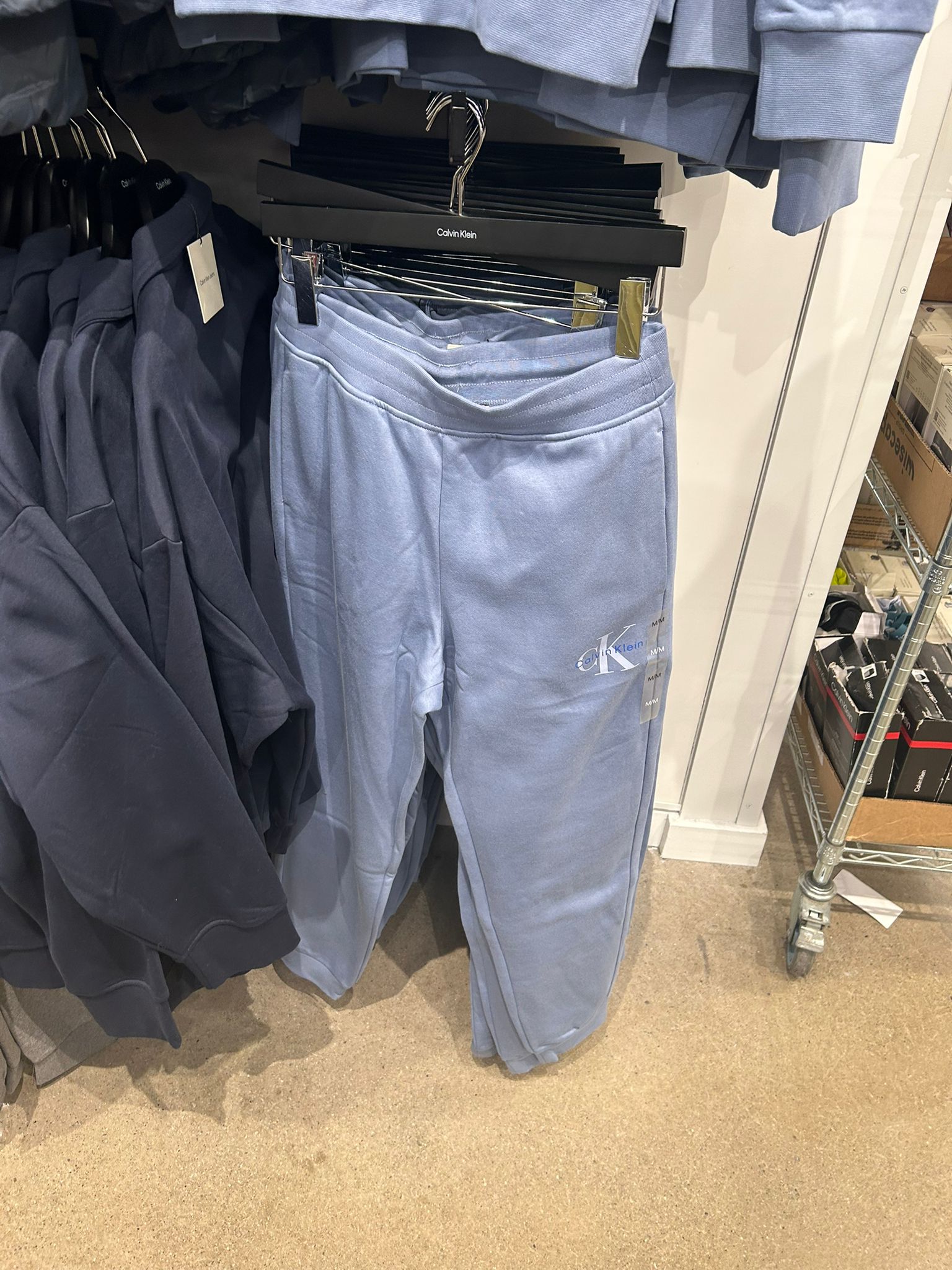 CALVIN KLEIN Mens' Monologo Fleece Joggers Dusty Sailor Blue