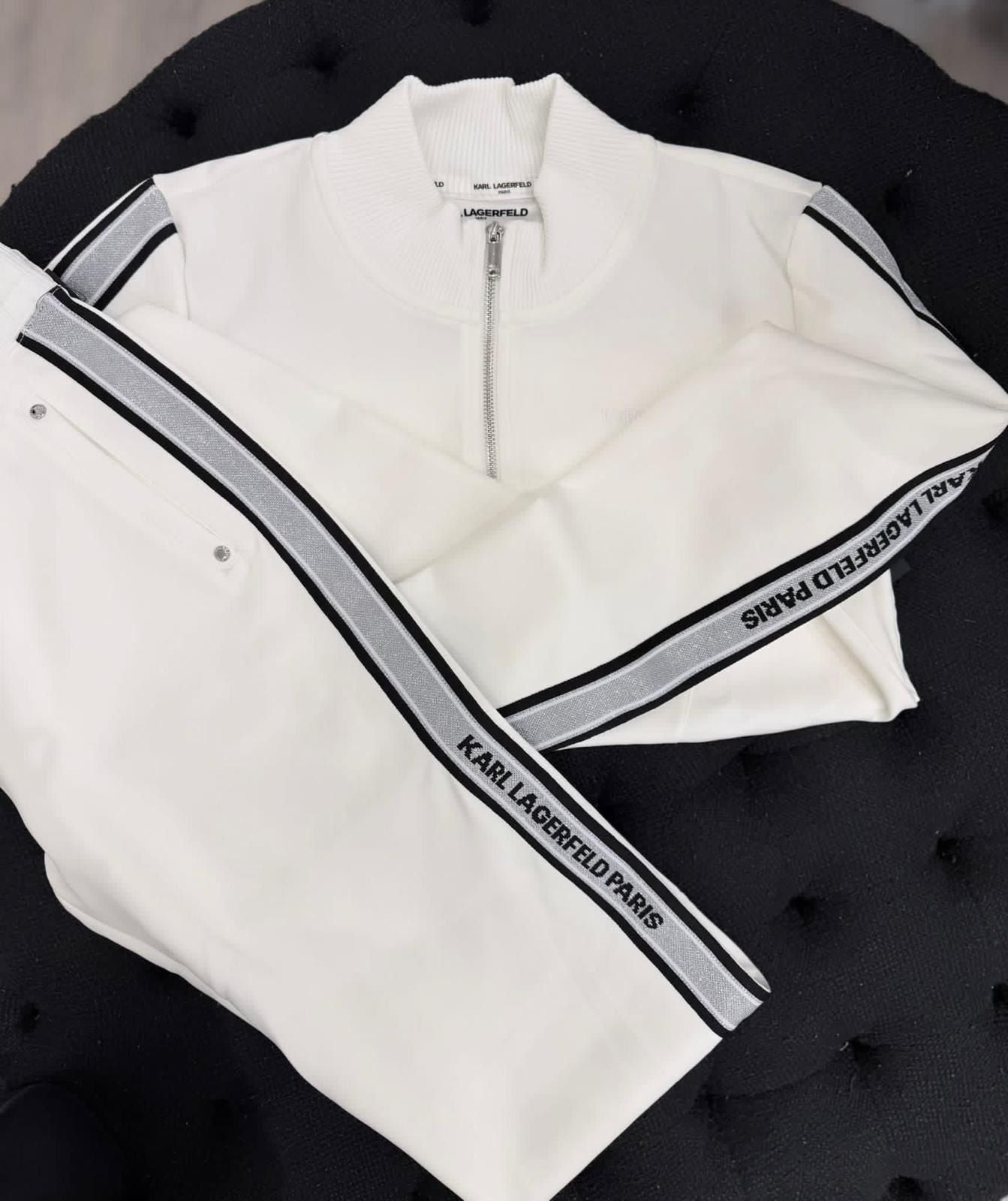 Womens' KARL LOGO TAPE TRACK JACKET WHITE