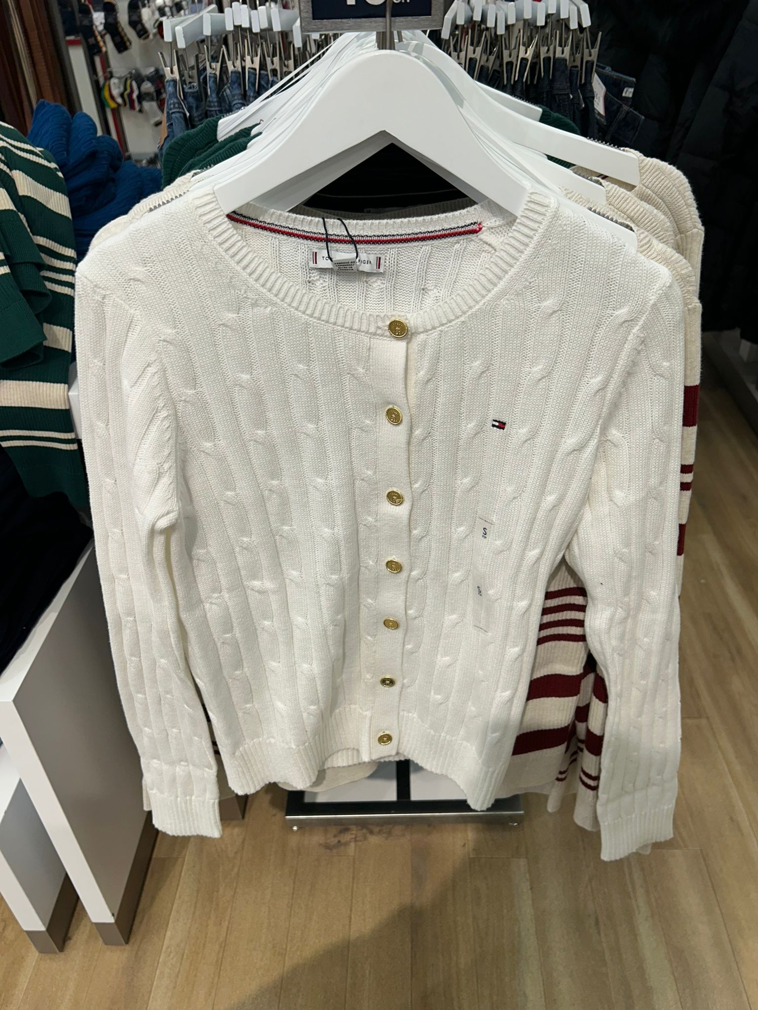 Womens' Tommy Cable Knit Cardigan Ecru