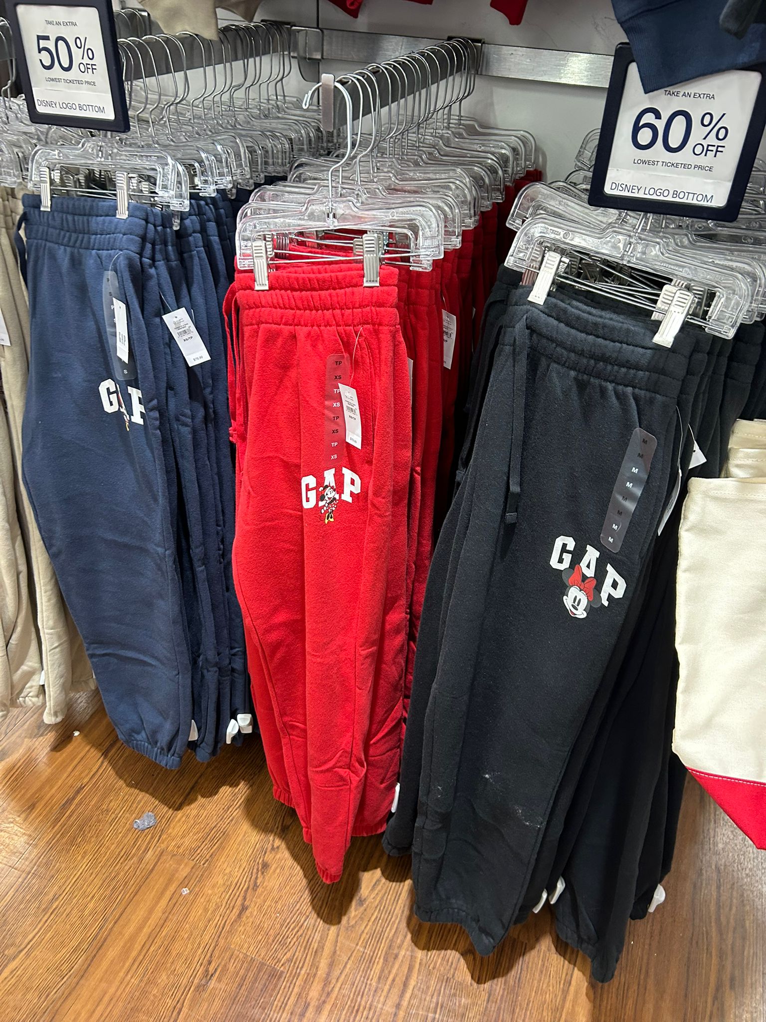 Womens' Gap × Disney Minnie Mouse Logo Joggers Disney Family RED