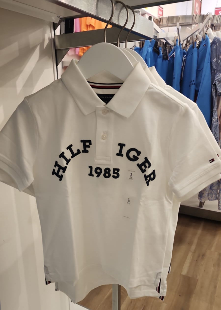 Boys' Tommy Hilfiger - Monotype 1985 Arch Short Sleeves Polo Shirt - White