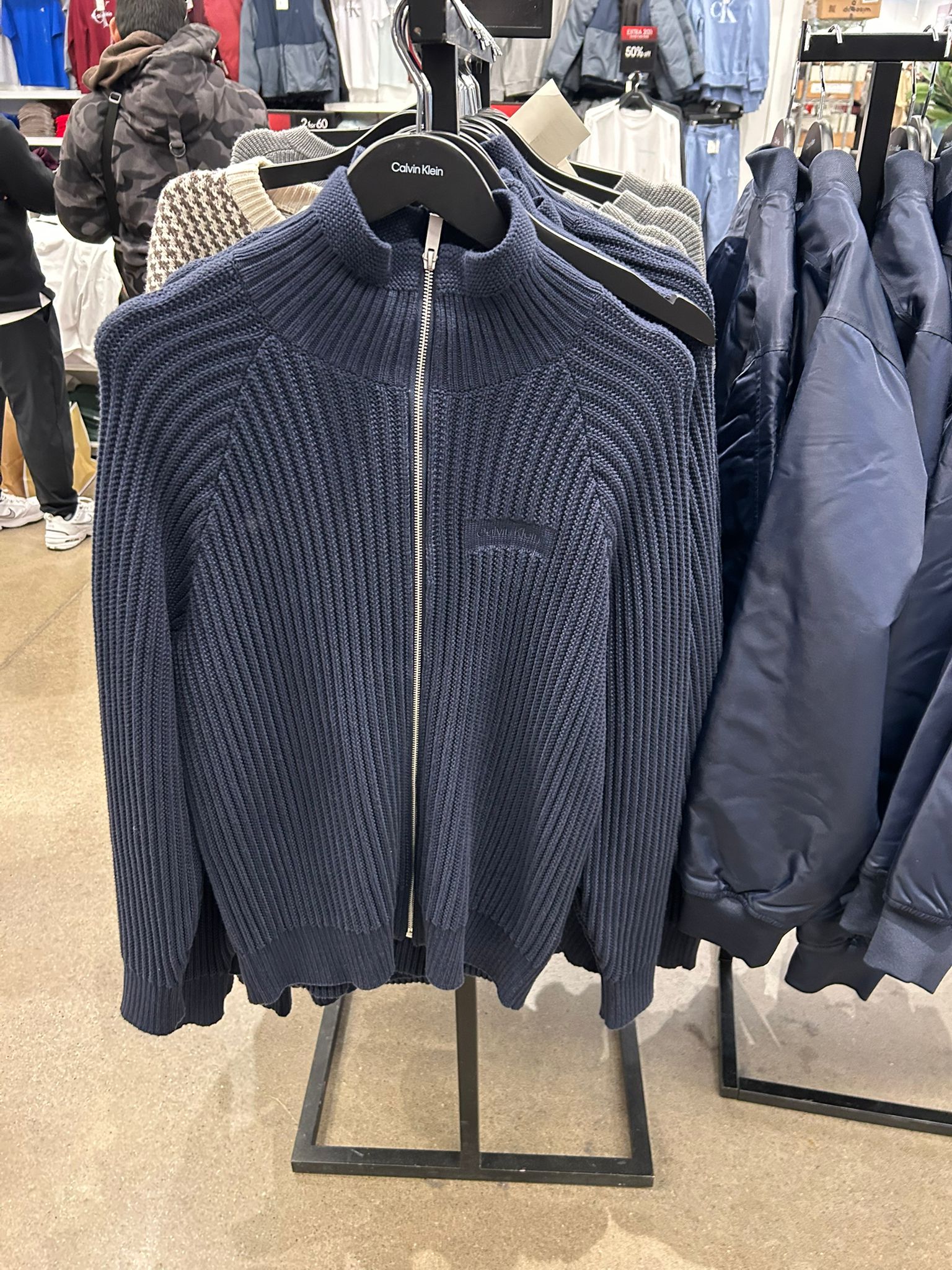 Calvin Klein MENS' Ribbed Zip Jumper Navy