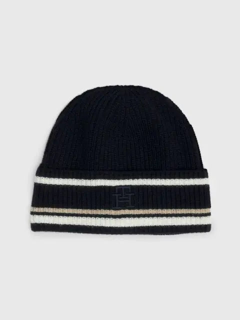 TOMMY HILFIGER TH Monogram Stripe Cuff Beanie