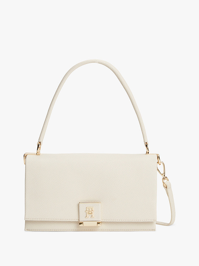 TH Monogram Pebble Grain Crossbody Bag-Soft Cream