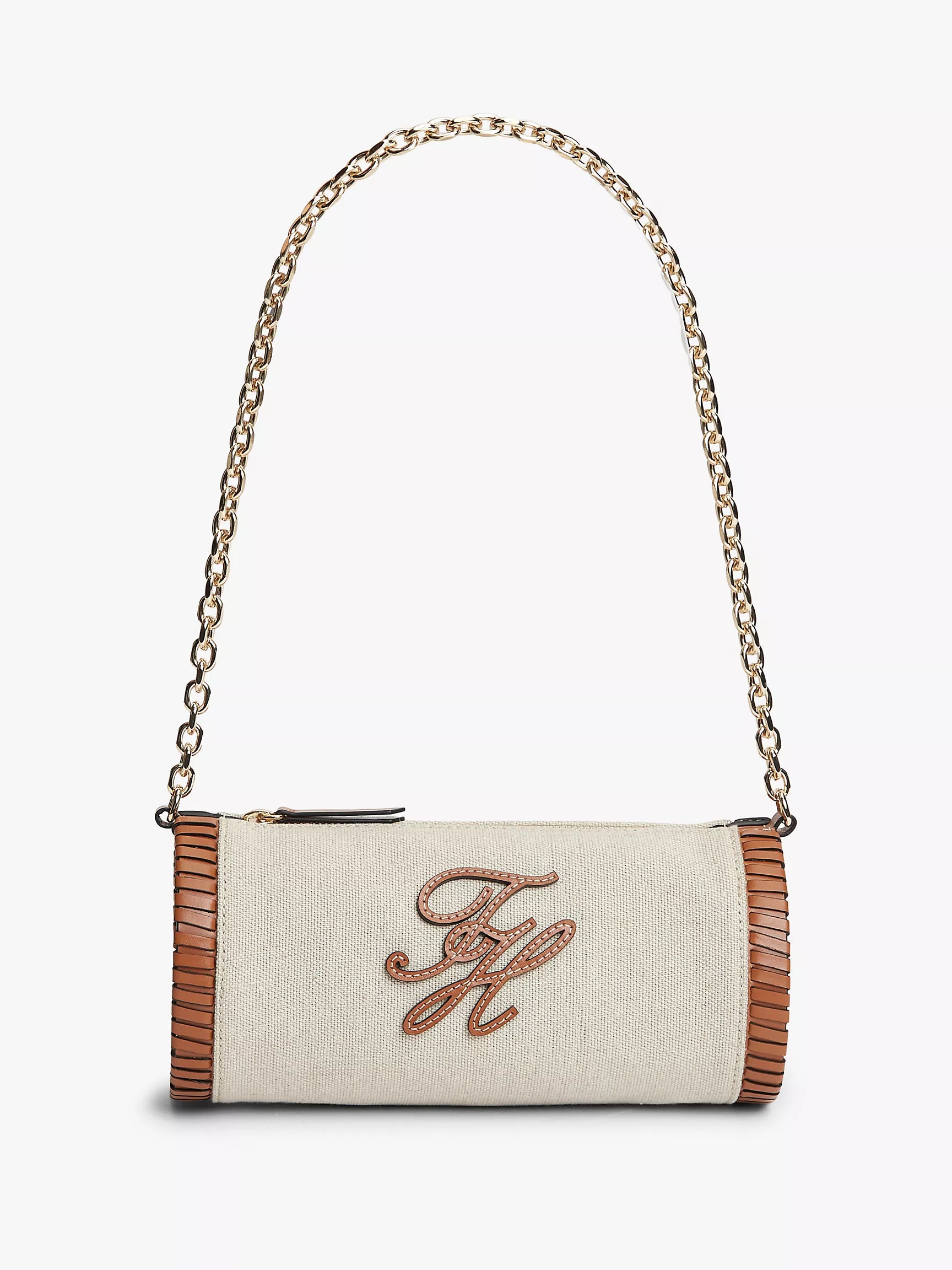 Tommy Women's Script Monogram Linen Chain Strap Bag-Canvas/Cognac