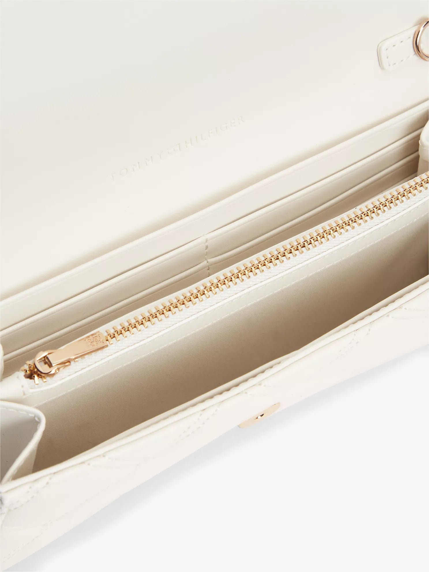 Tommy Women's Quilted Chain Strap Flap Wallet-White